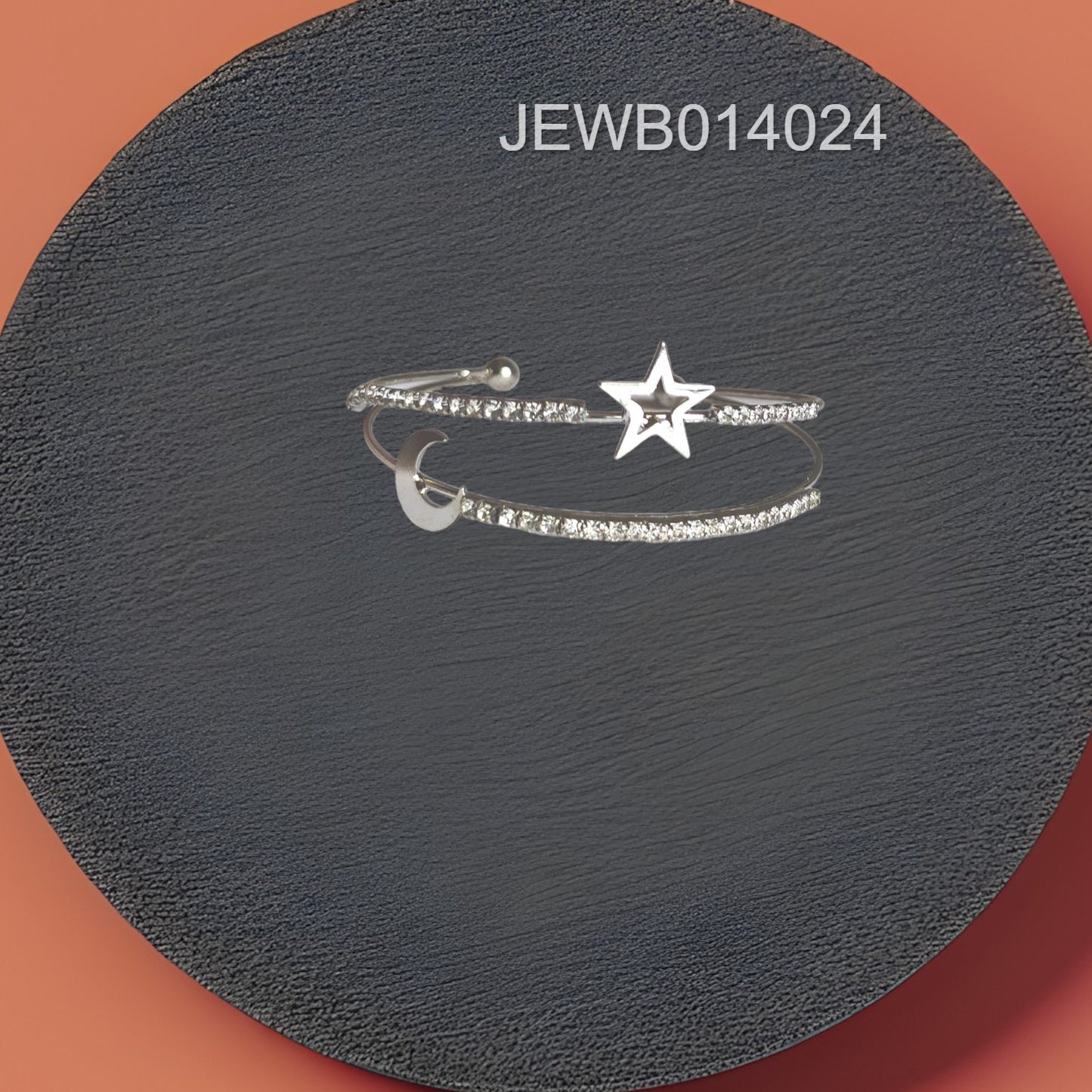 silver moon star bracelet front view