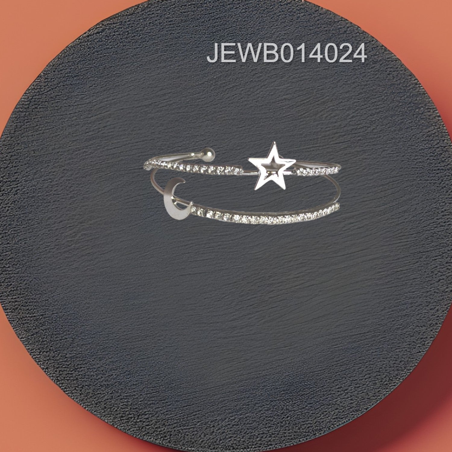 silver moon star bracelet front view