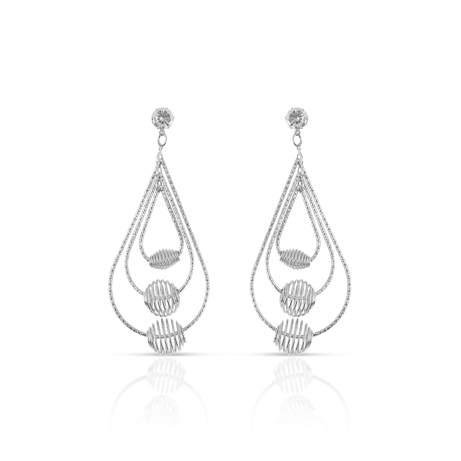 silver plated dangler earrings front view