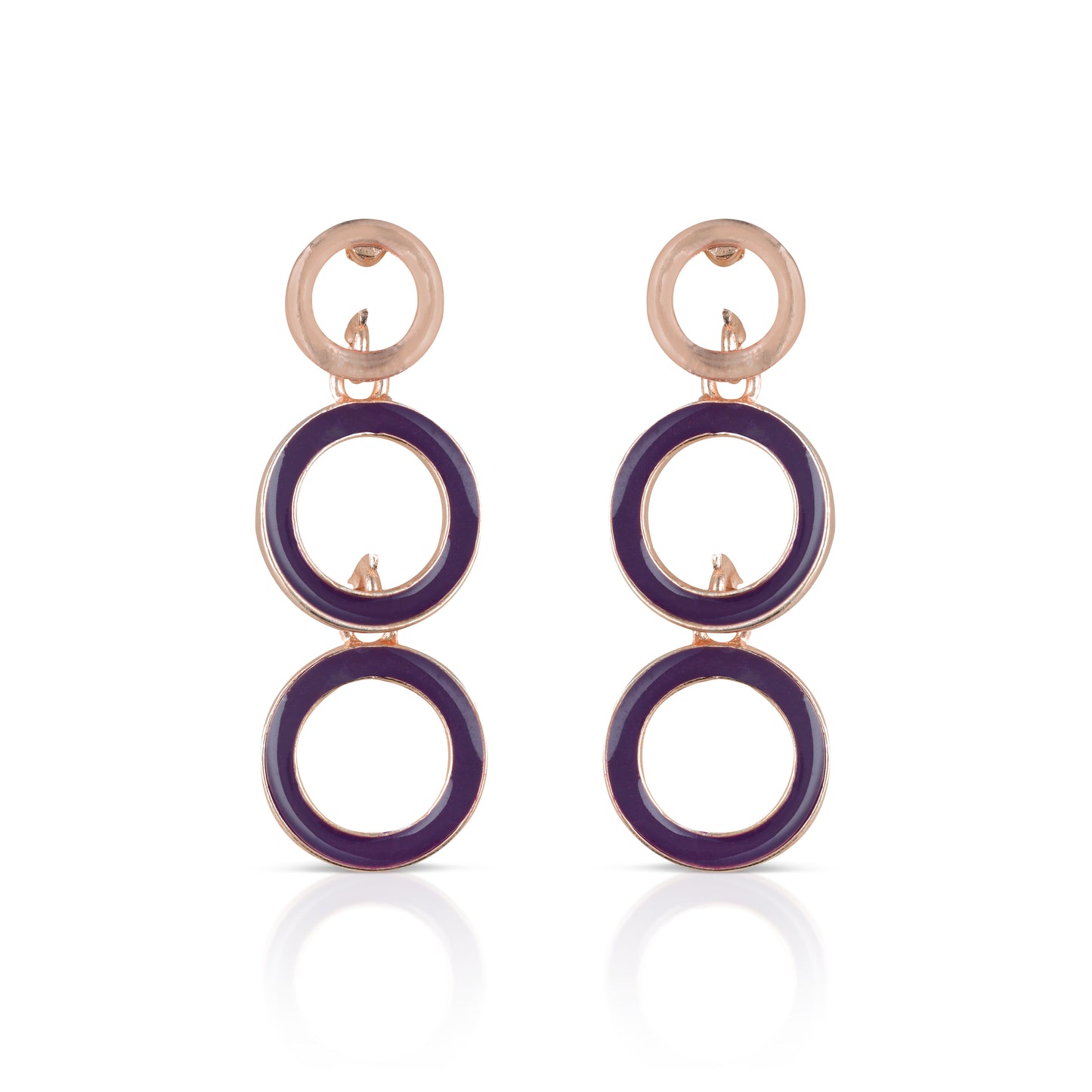 round purple and gold earring front view