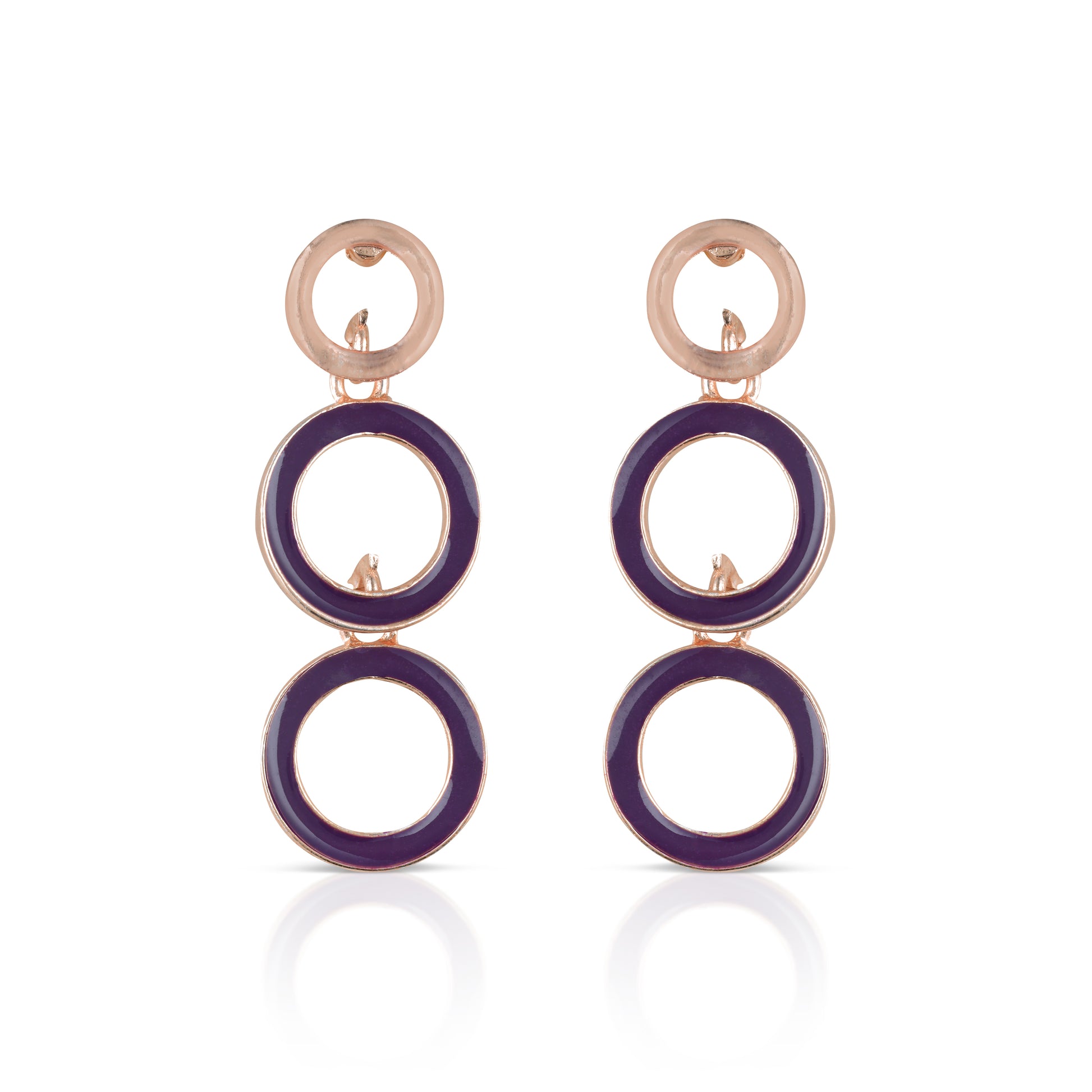 round purple and gold earring front view