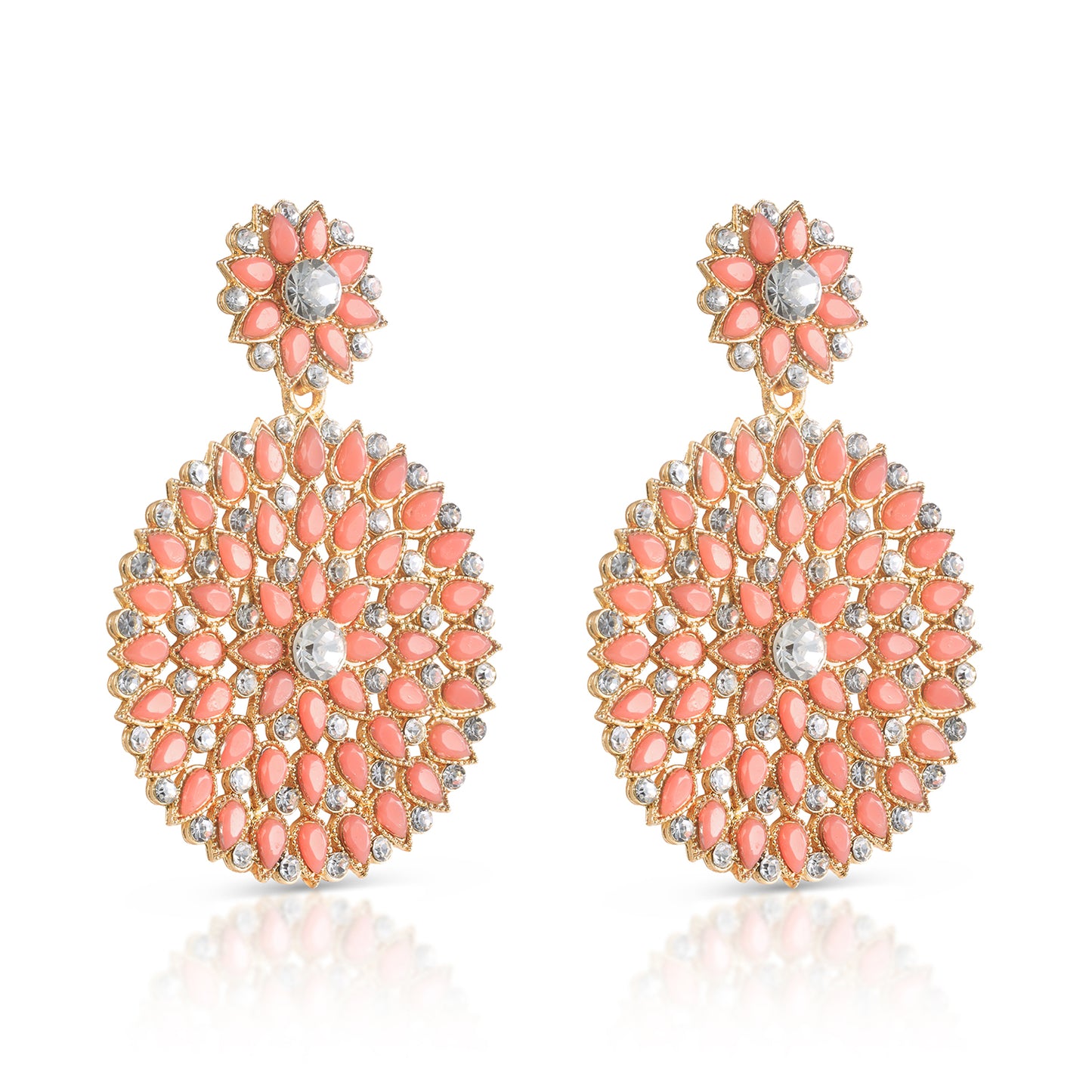 peach stones studded earrings for women side view