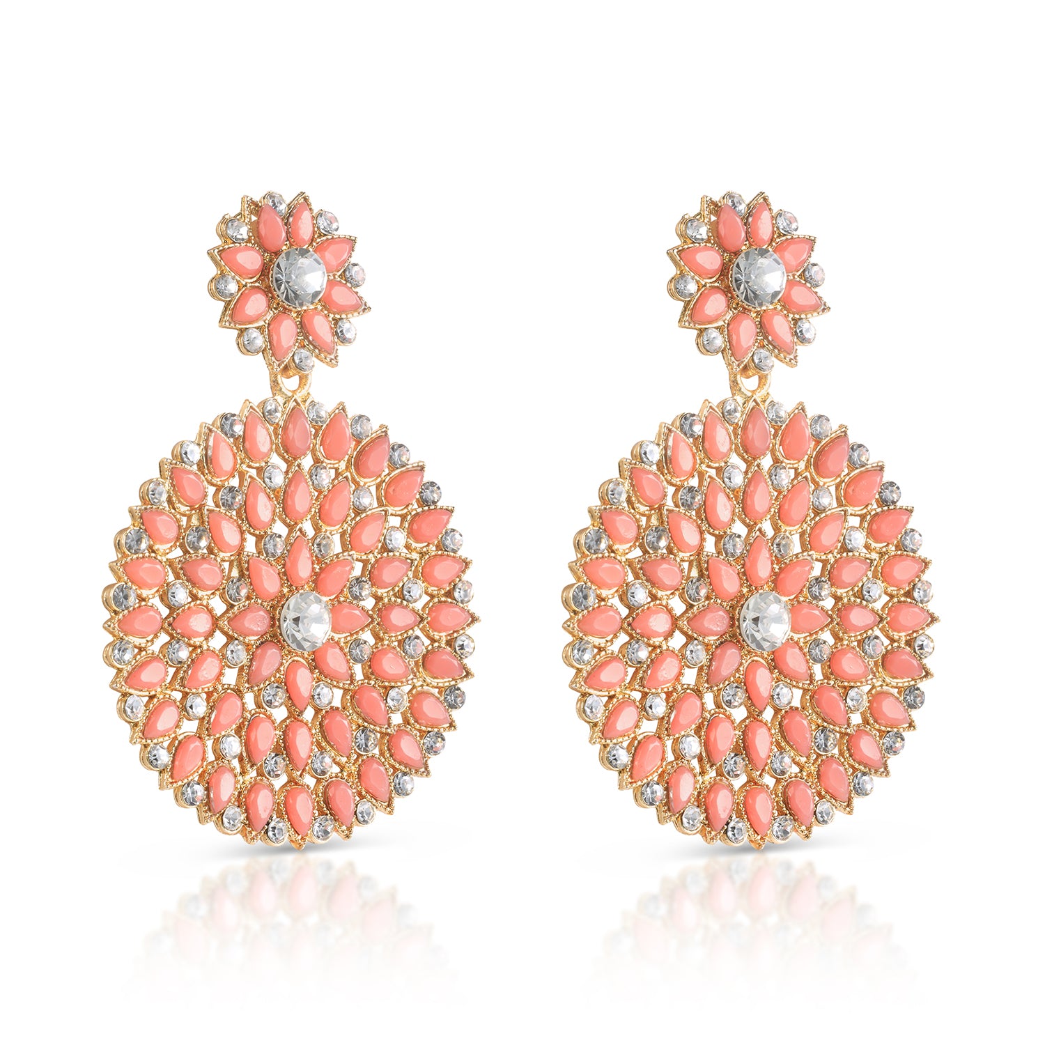 peach stones studded earrings for women side view