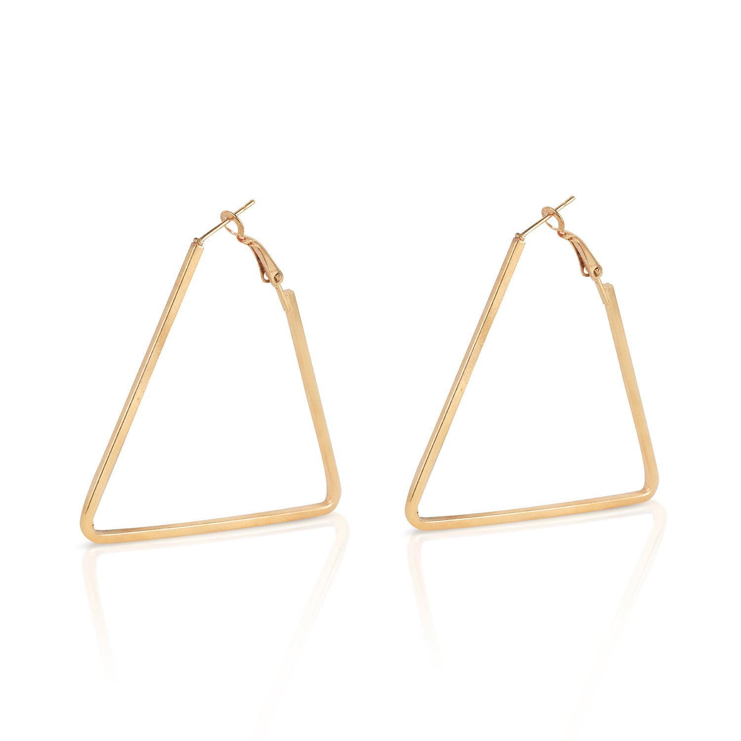 triangle hoop earrings side view