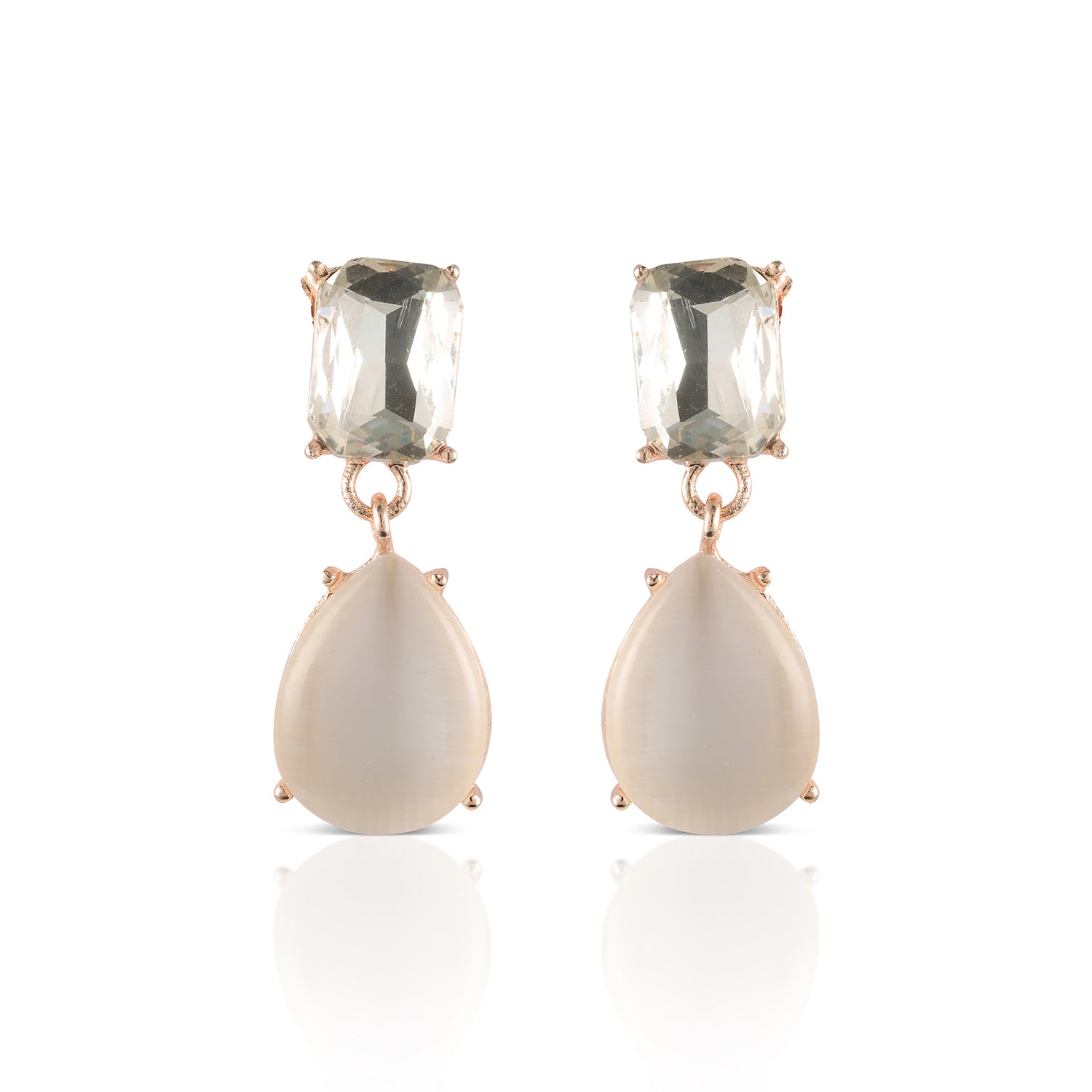 crystal teardrop earring front view