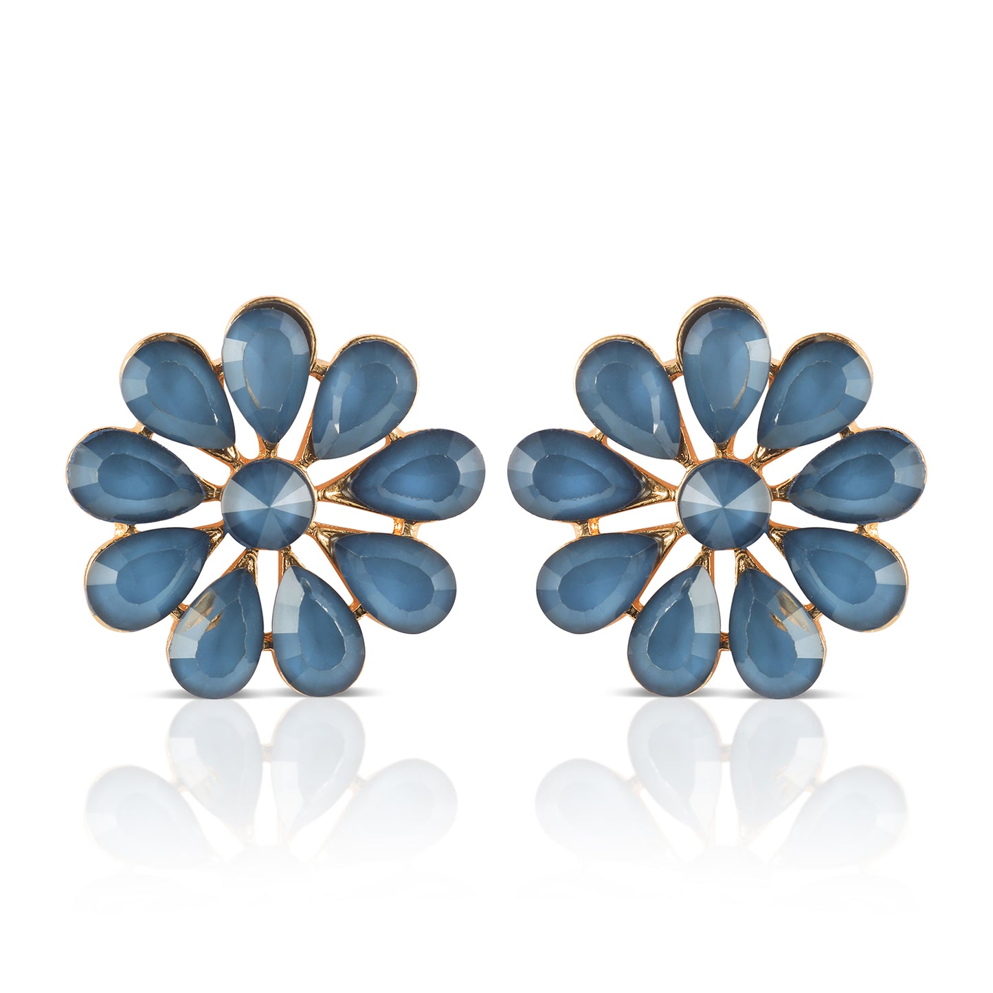 grey flower stud earring front view