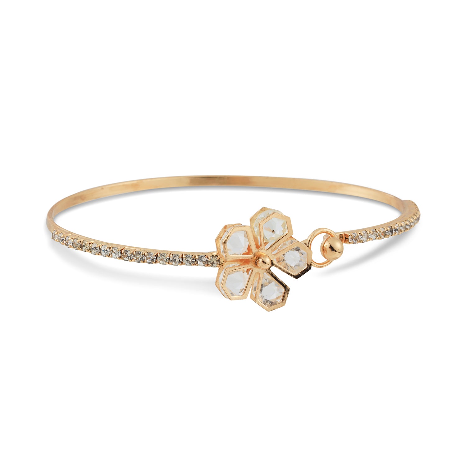 gold flower diamond bracelet front view
