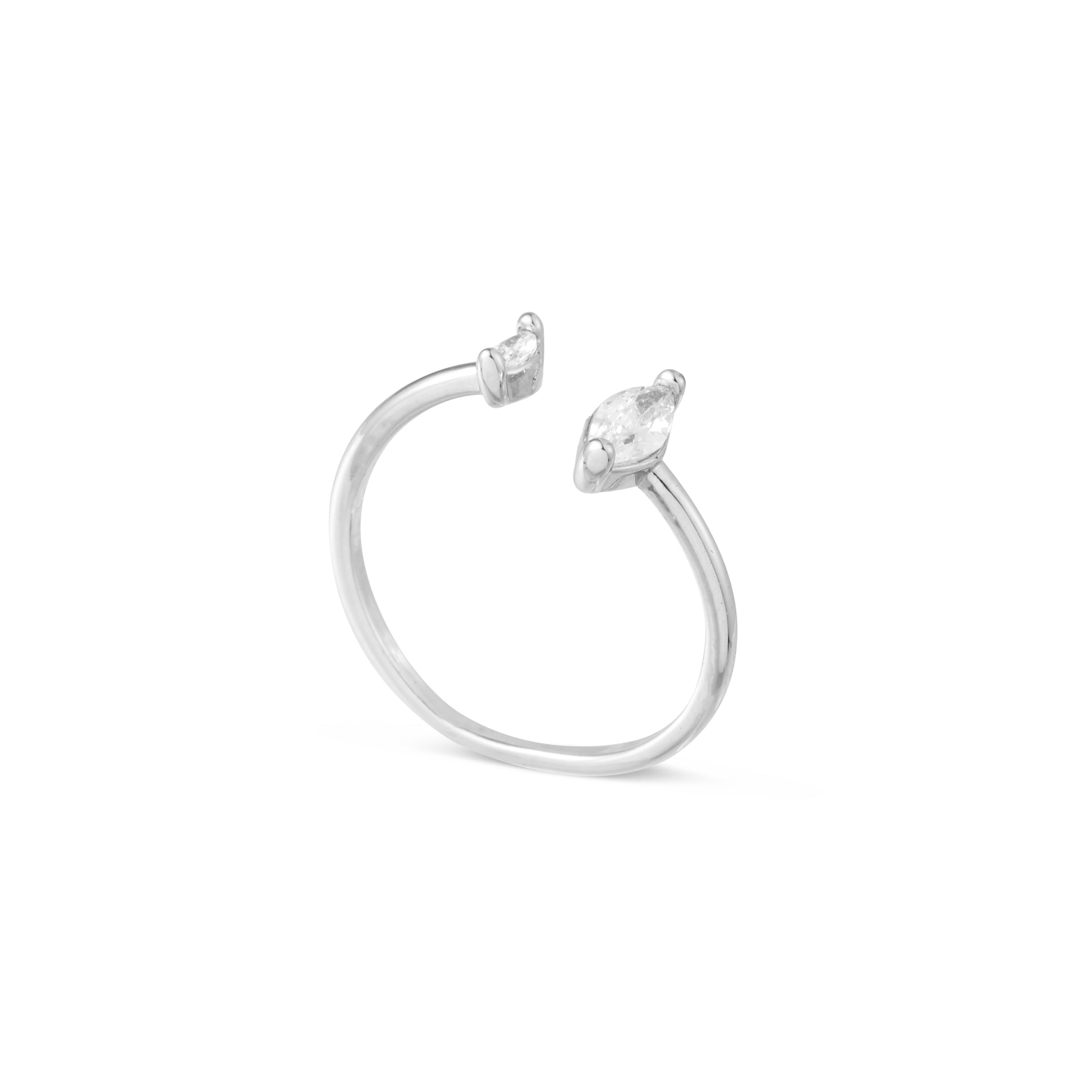 silver water drop ring upper view
