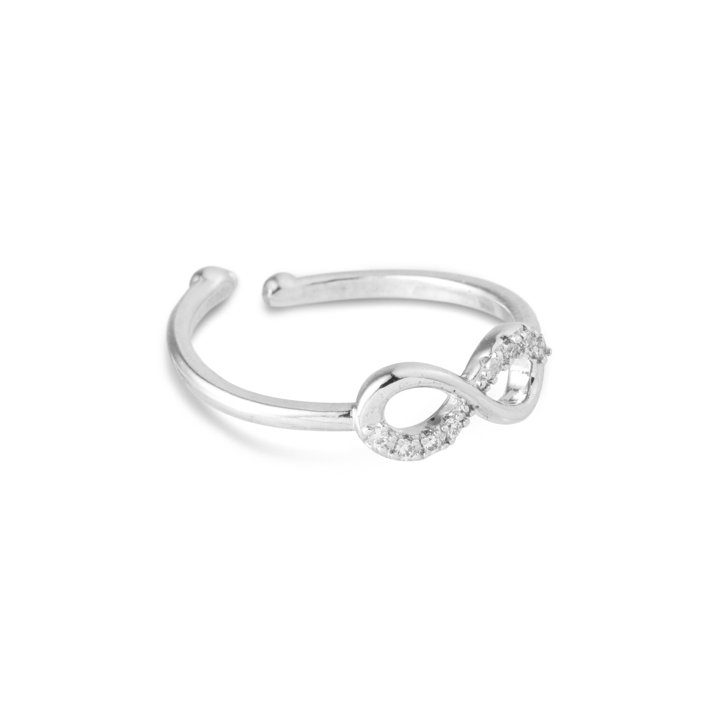 infinity silver ring front view