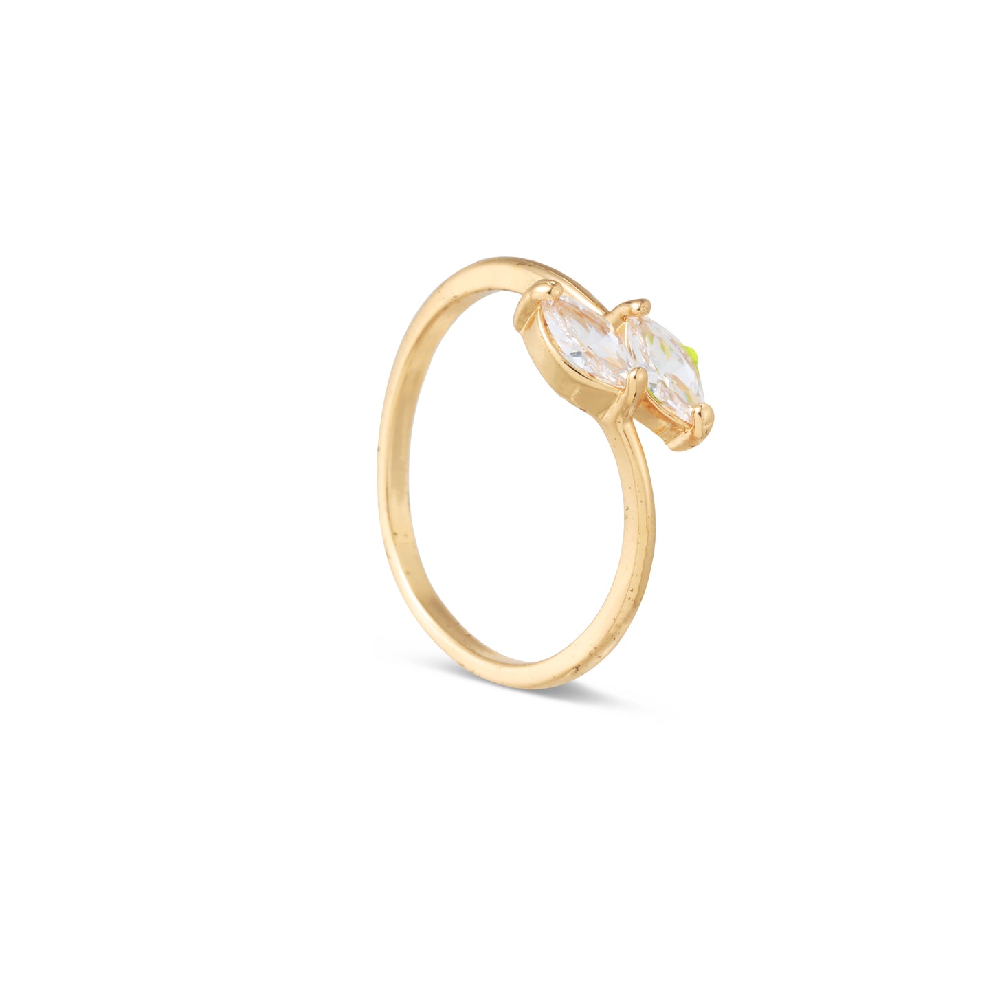 gold water drop ring for women side view