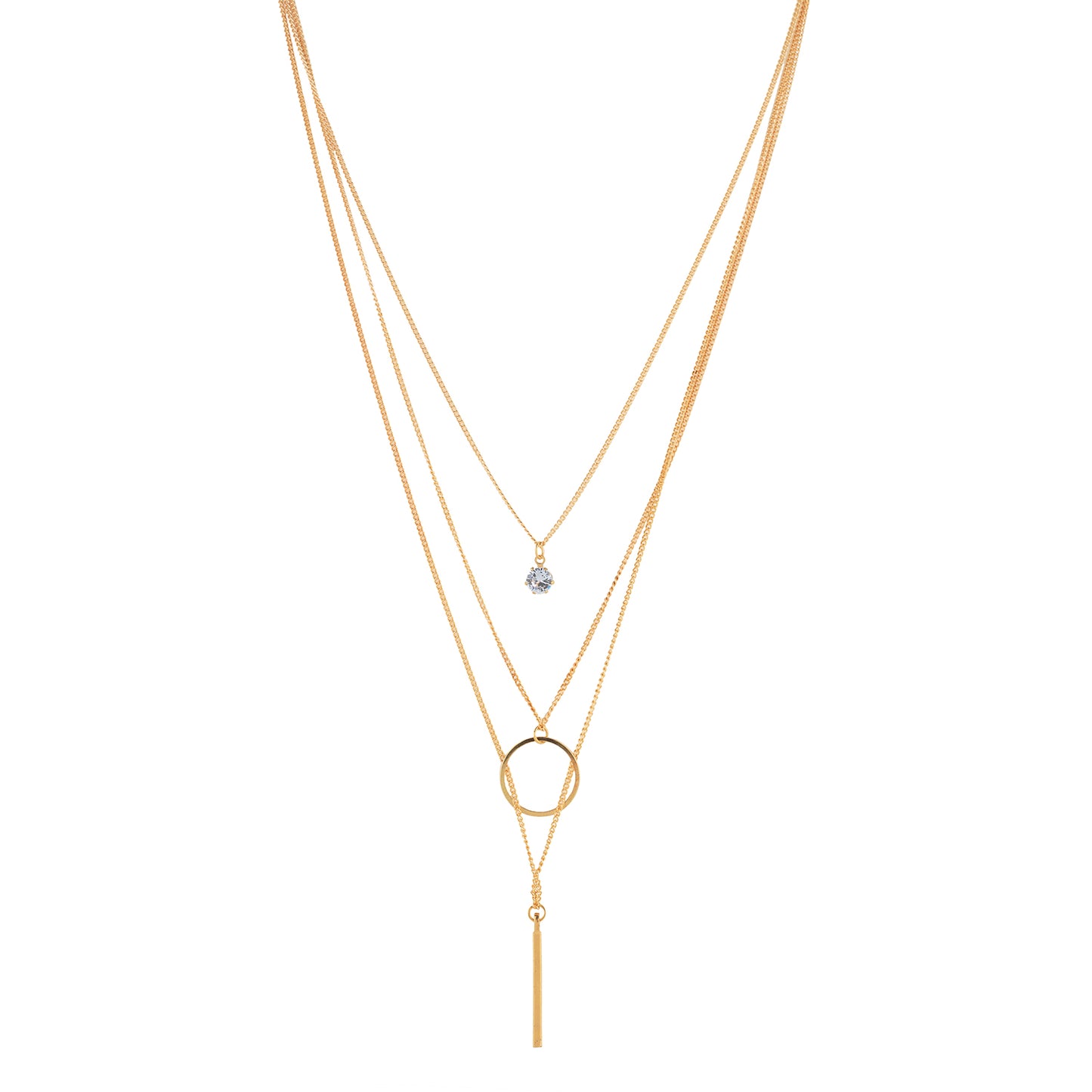 three layered chain necklace for girls  front view