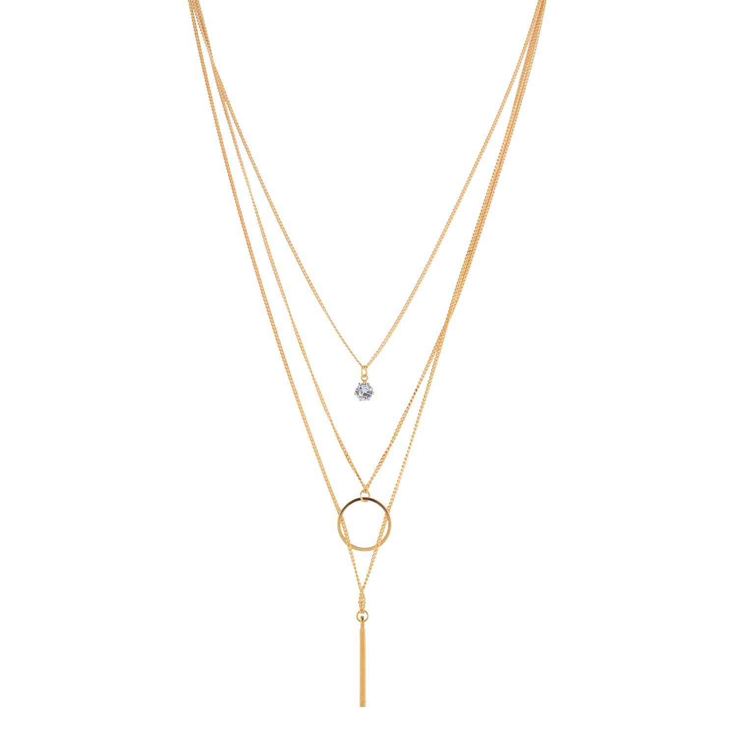 three layered chain necklace for girls  front view