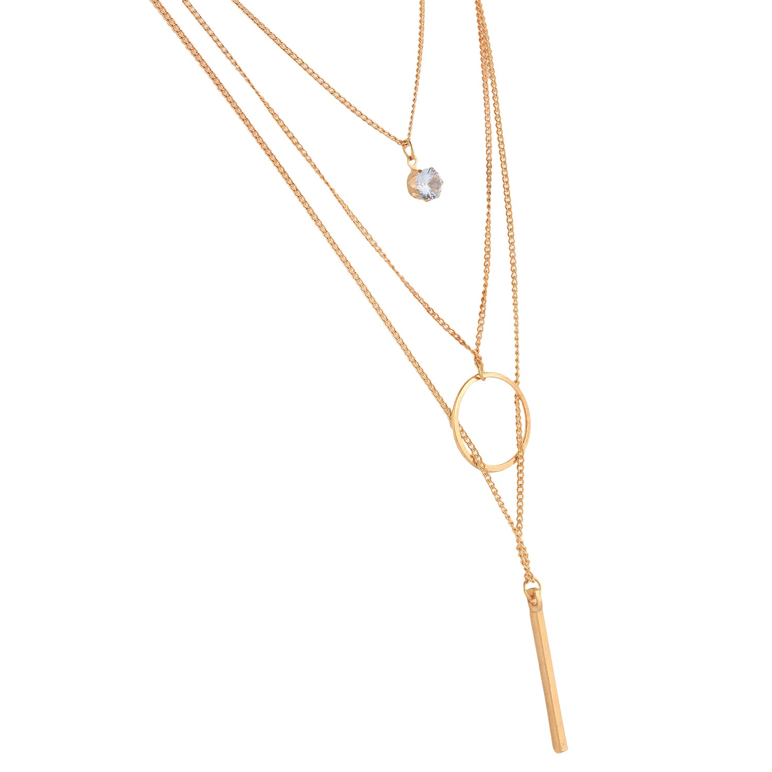 three layered chain necklace for girls side view