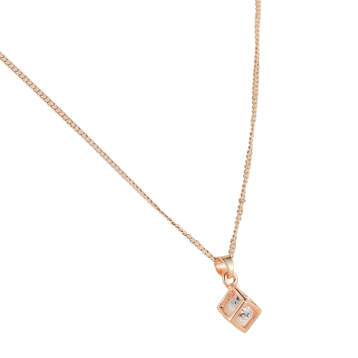 cube diamante pendant necklace side view