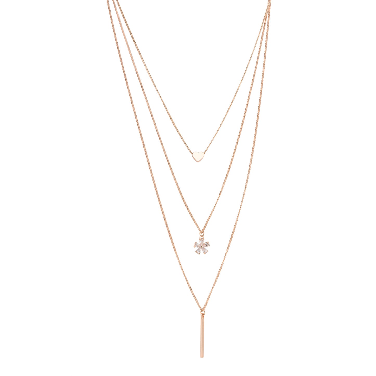 stylish multi layered necklace front view