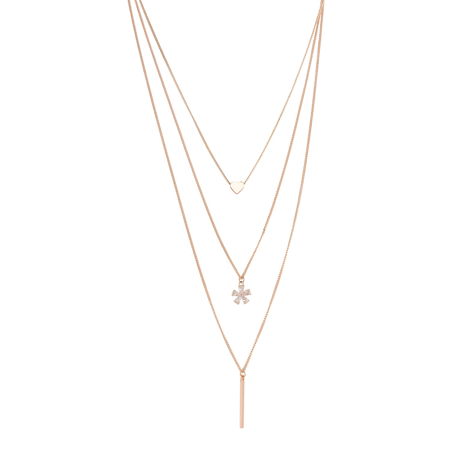 stylish multi layered necklace front view