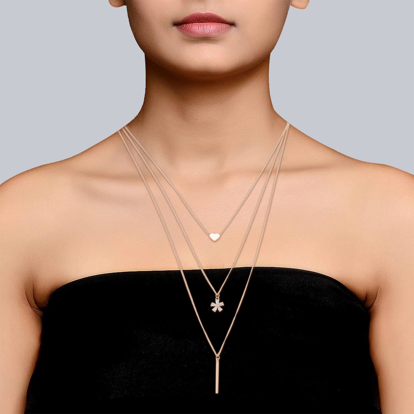 stylish multi layered necklace model pic