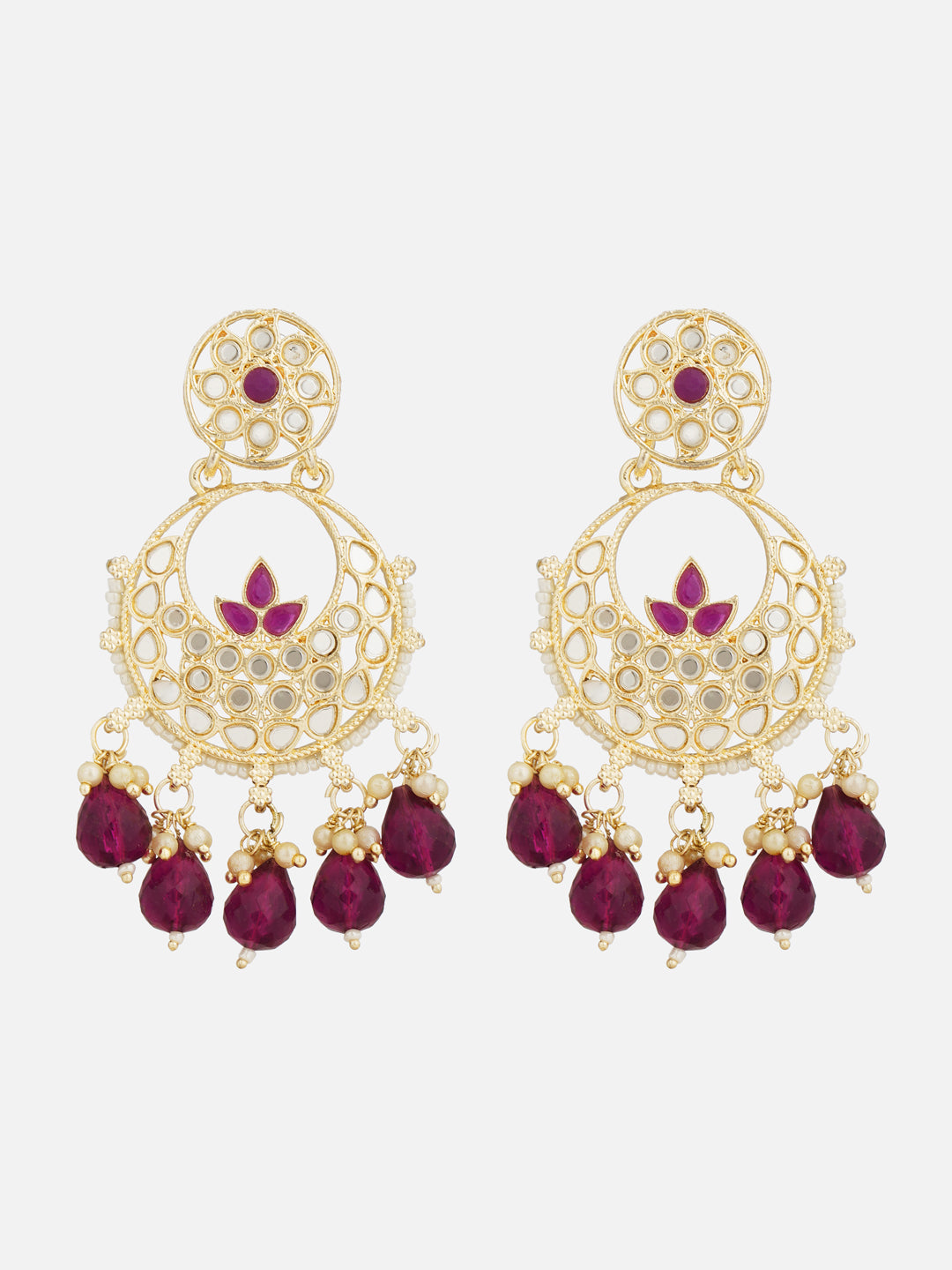 purple earring and maang tikka earring pic