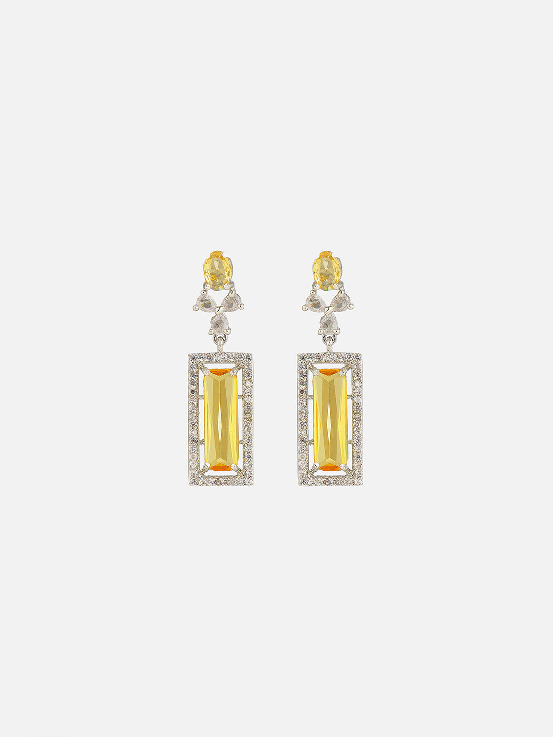 american diamond stone yellow necklace with earring