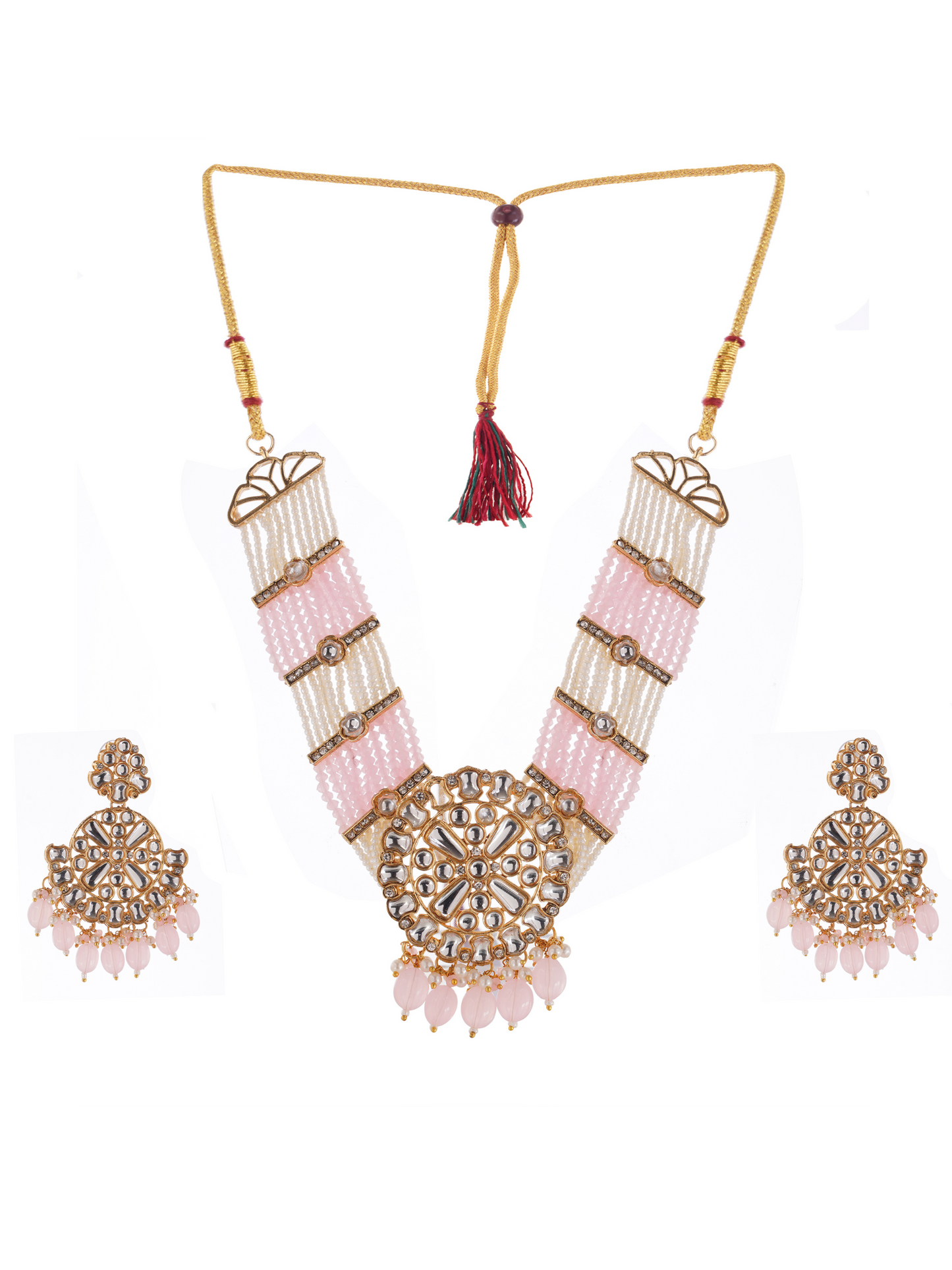 Baby Pink Kundan Necklce Set For Women
