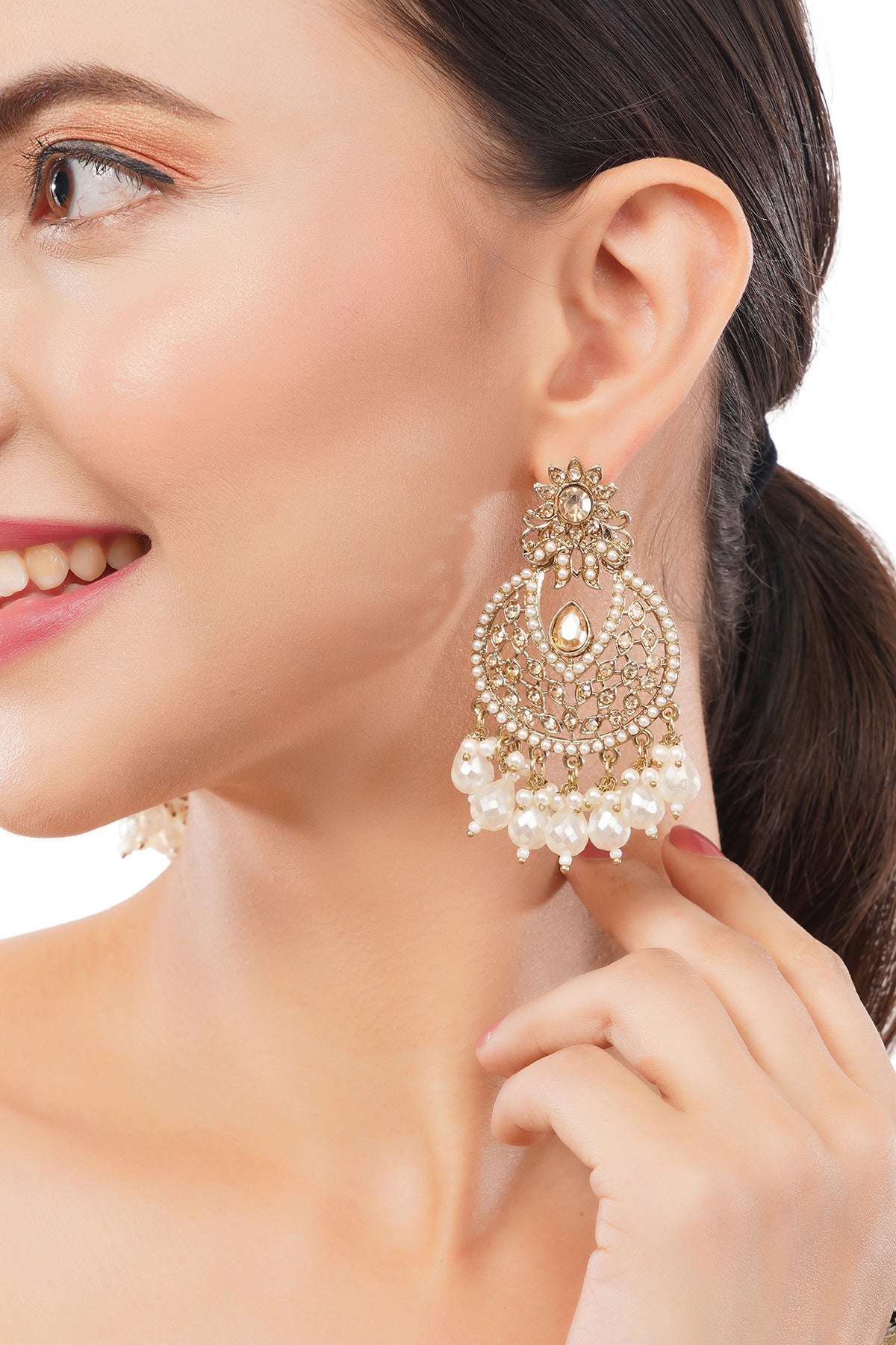 Traditional White Pearl Earrings For Women