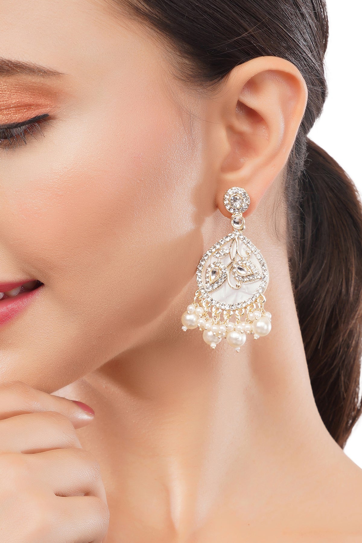 Contemporary Gold Plated Mother Of Pearl Earrings For Women