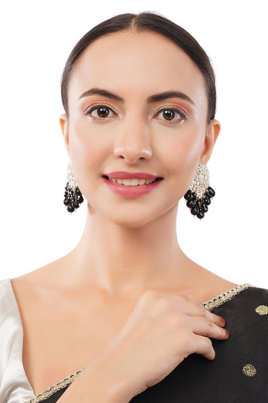 Clustertrend Gold Plated Black Pearl Earrings For Women