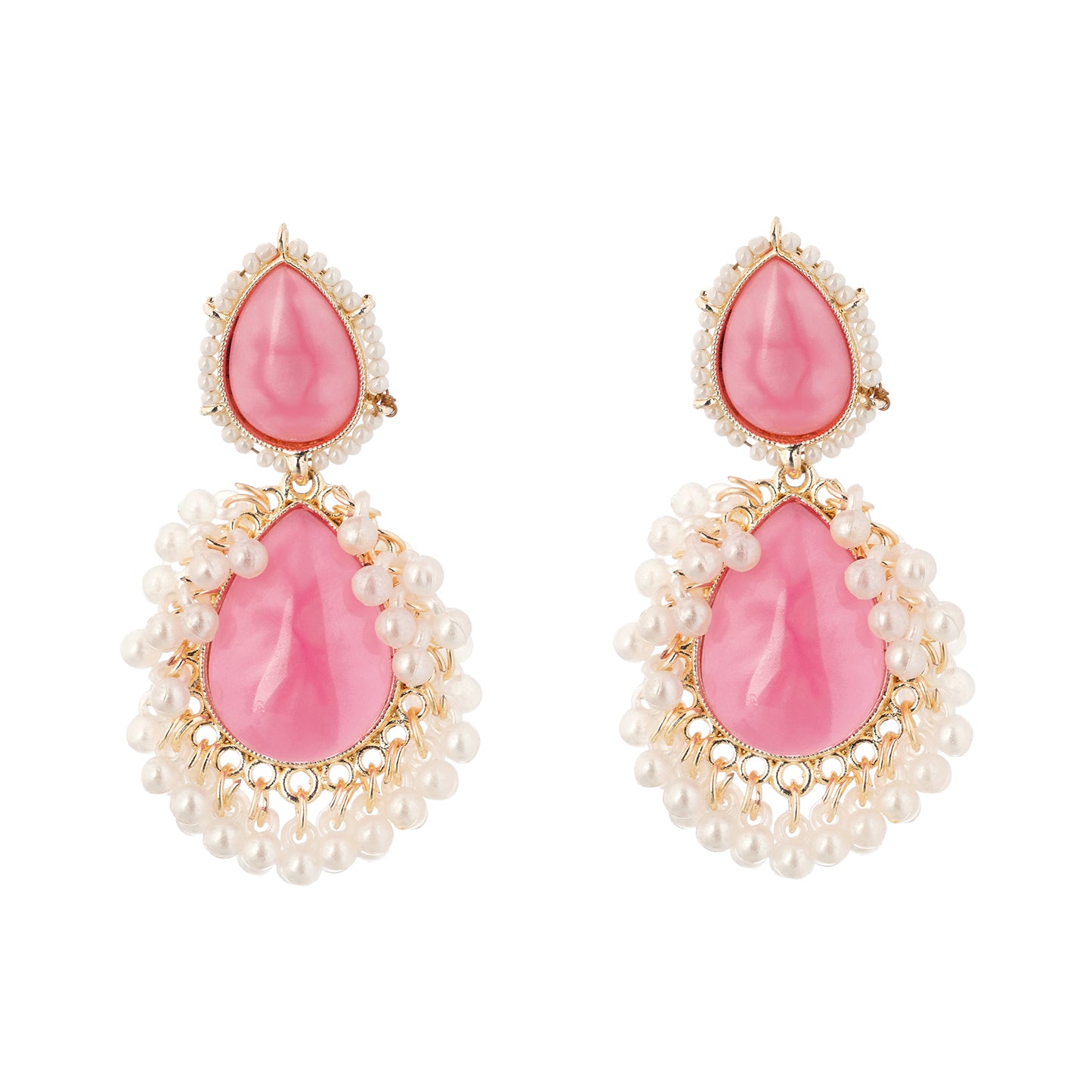 Clustertrend Light Pink Pearl Embedded Earrings