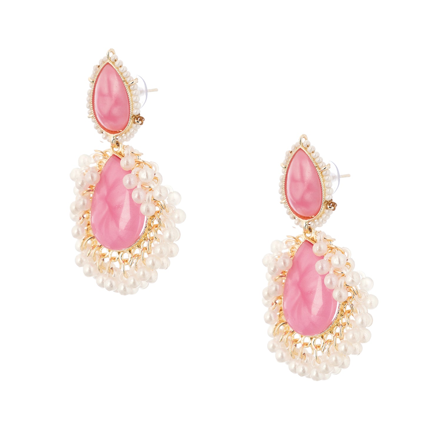 Clustertrend Light Pink Pearl Embedded Earrings