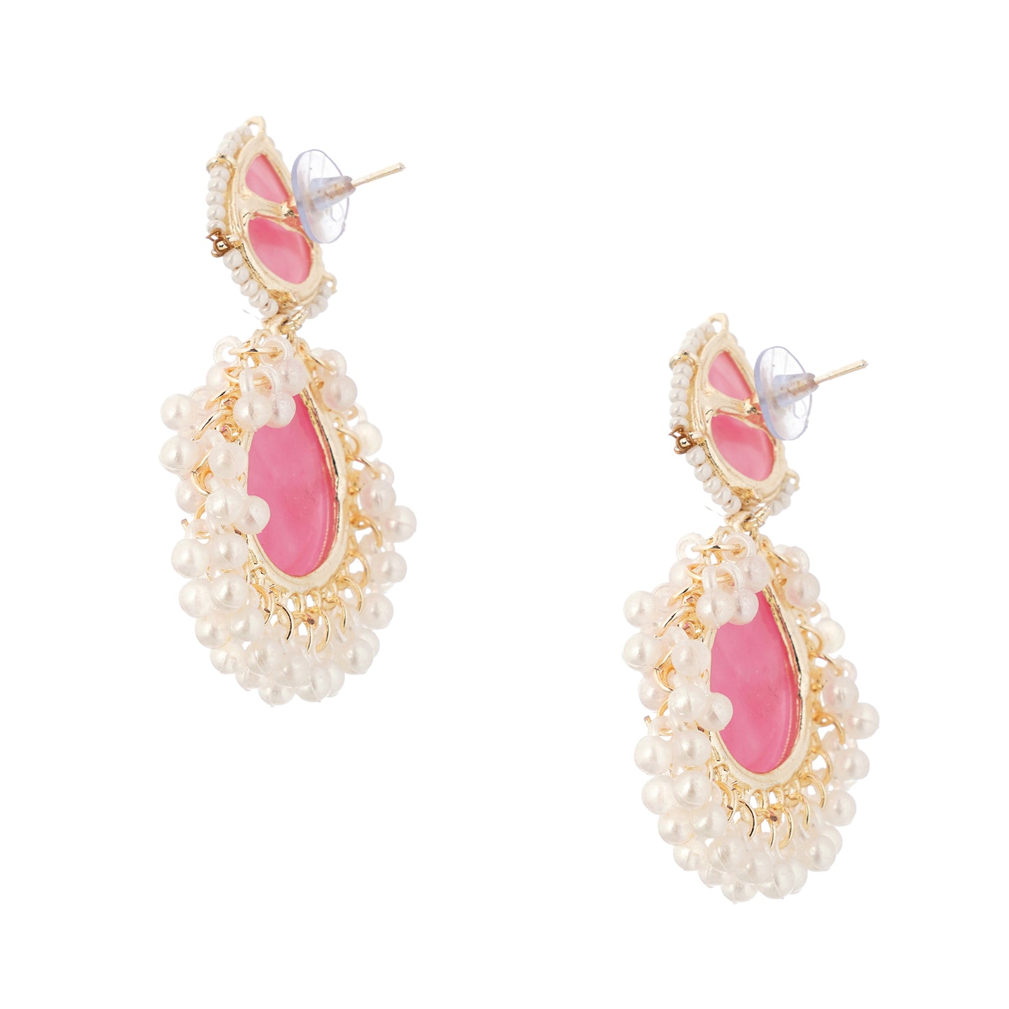 Clustertrend Light Pink Pearl Embedded Earrings