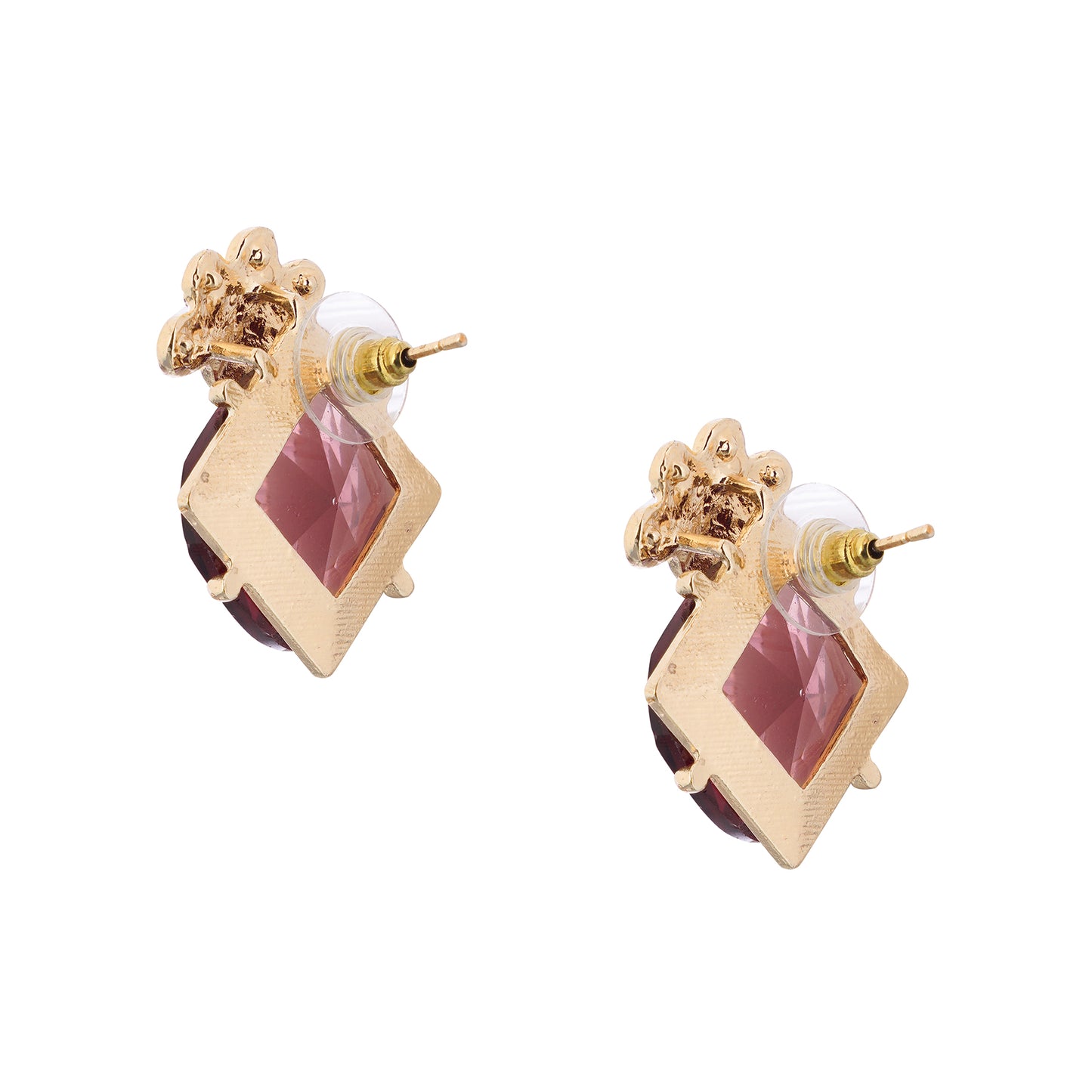 Clustertrend Gold Plated Crystal Brown Diamond Earrings