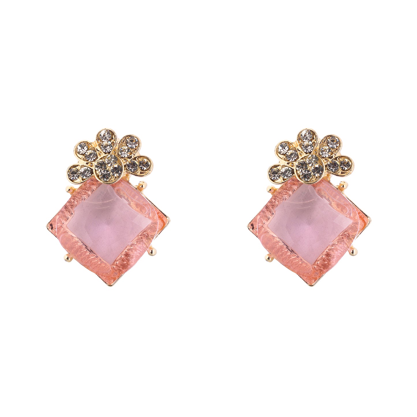 Clustertrend Western Light Pink Crystal Daimond Earrings