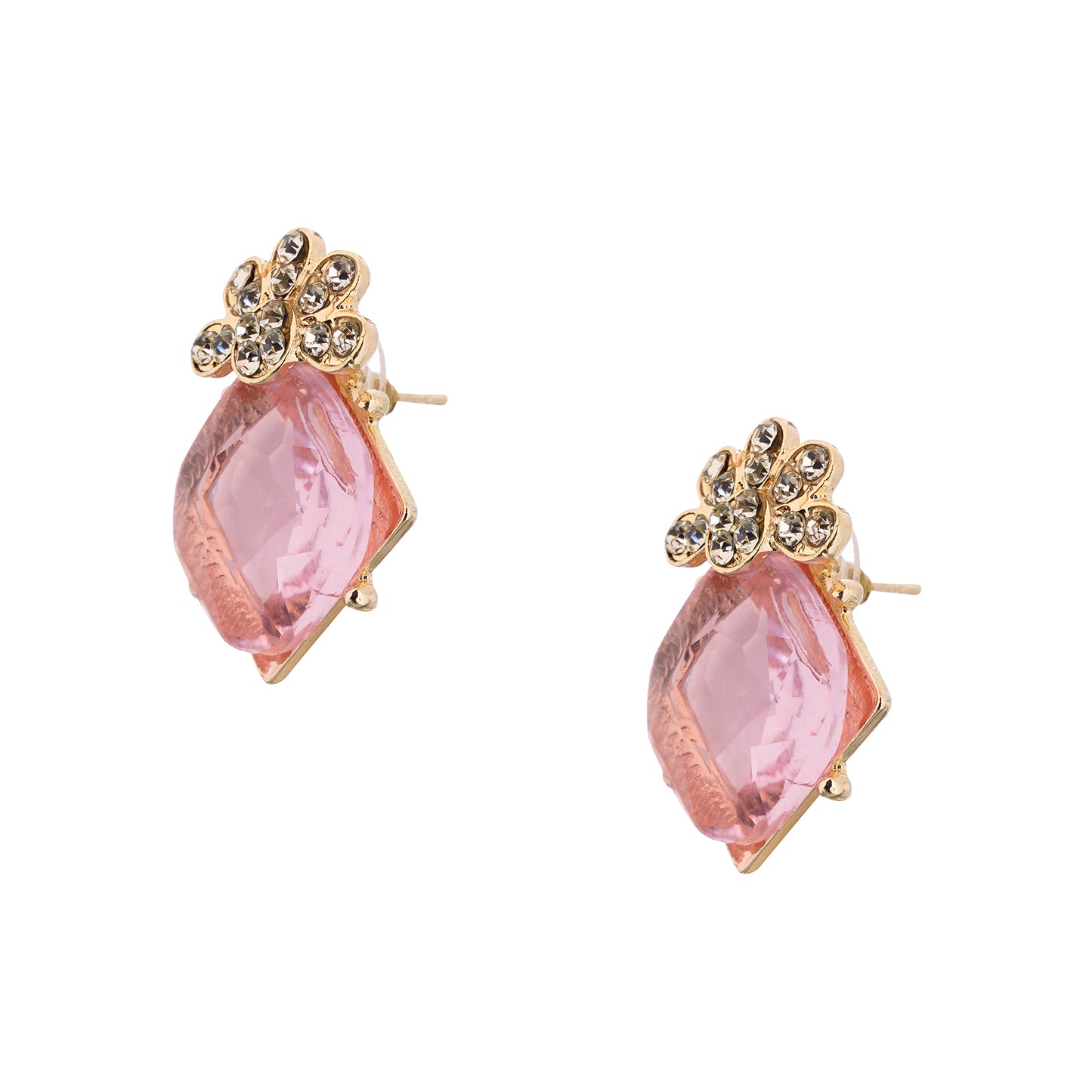 Clustertrend Western Light Pink Crystal Daimond Earrings