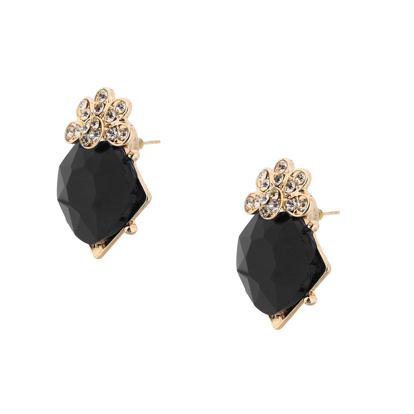 Clustertrend Black Stone Diamond Stud Earrings