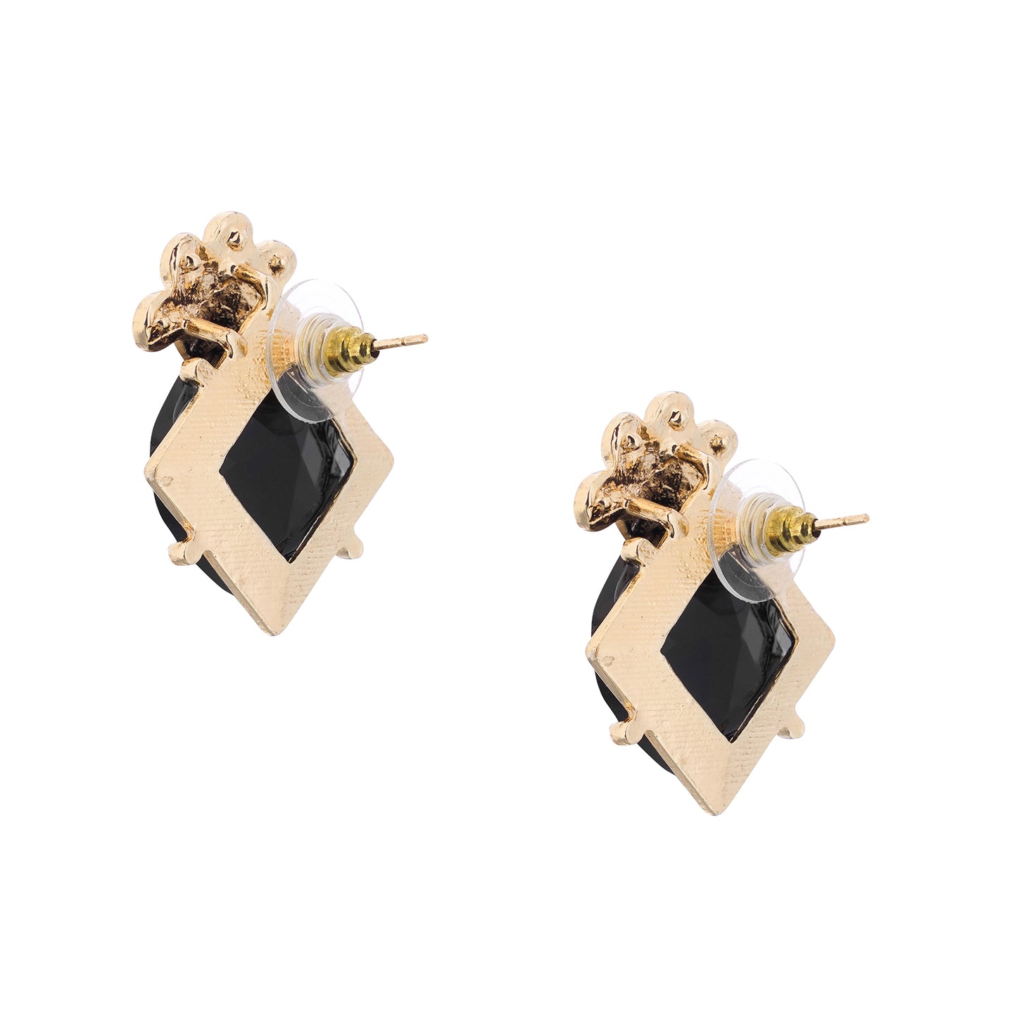 Clustertrend Black Stone Diamond Stud Earrings