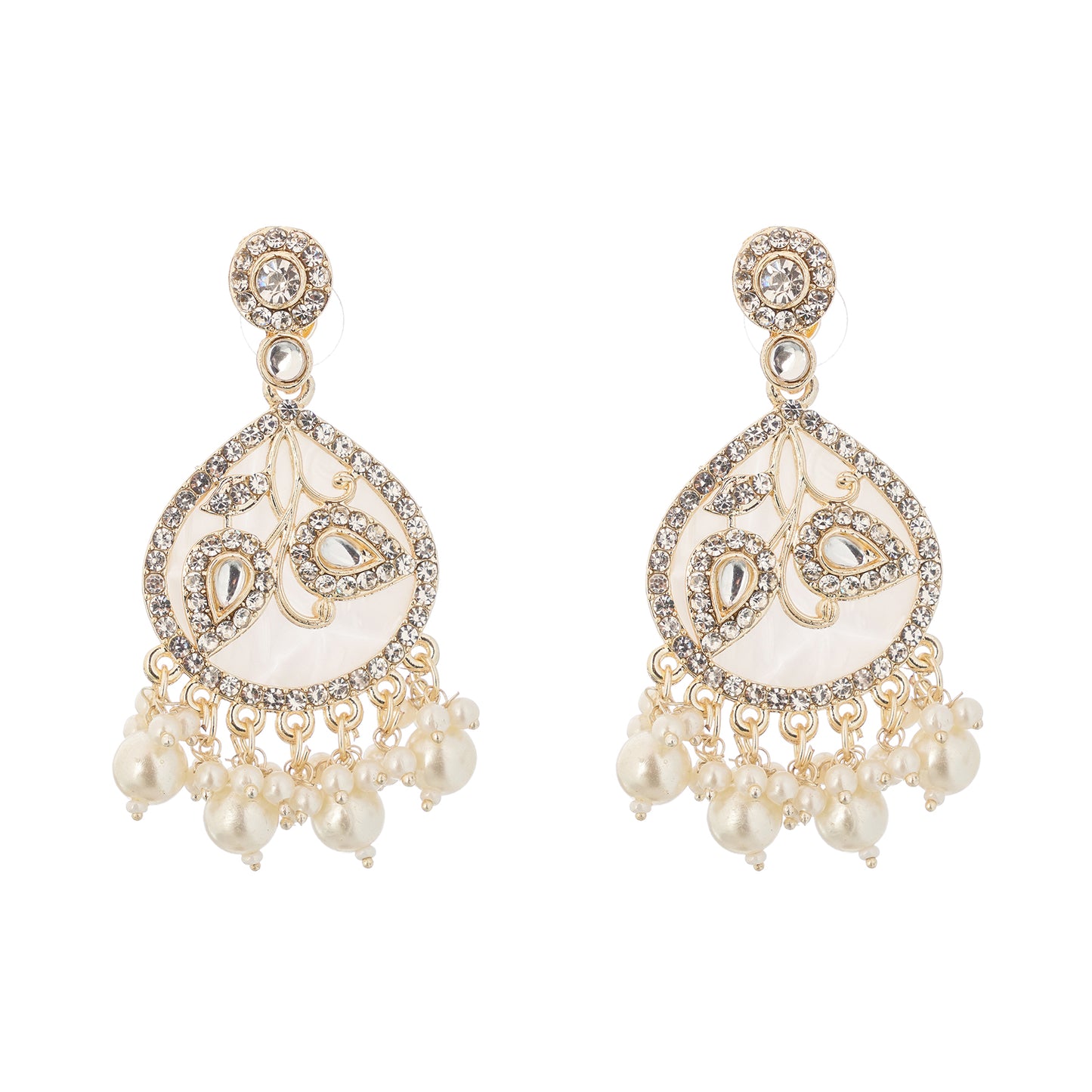 Contemporary Gold Plated Mother Of Pearl Earrings For Women