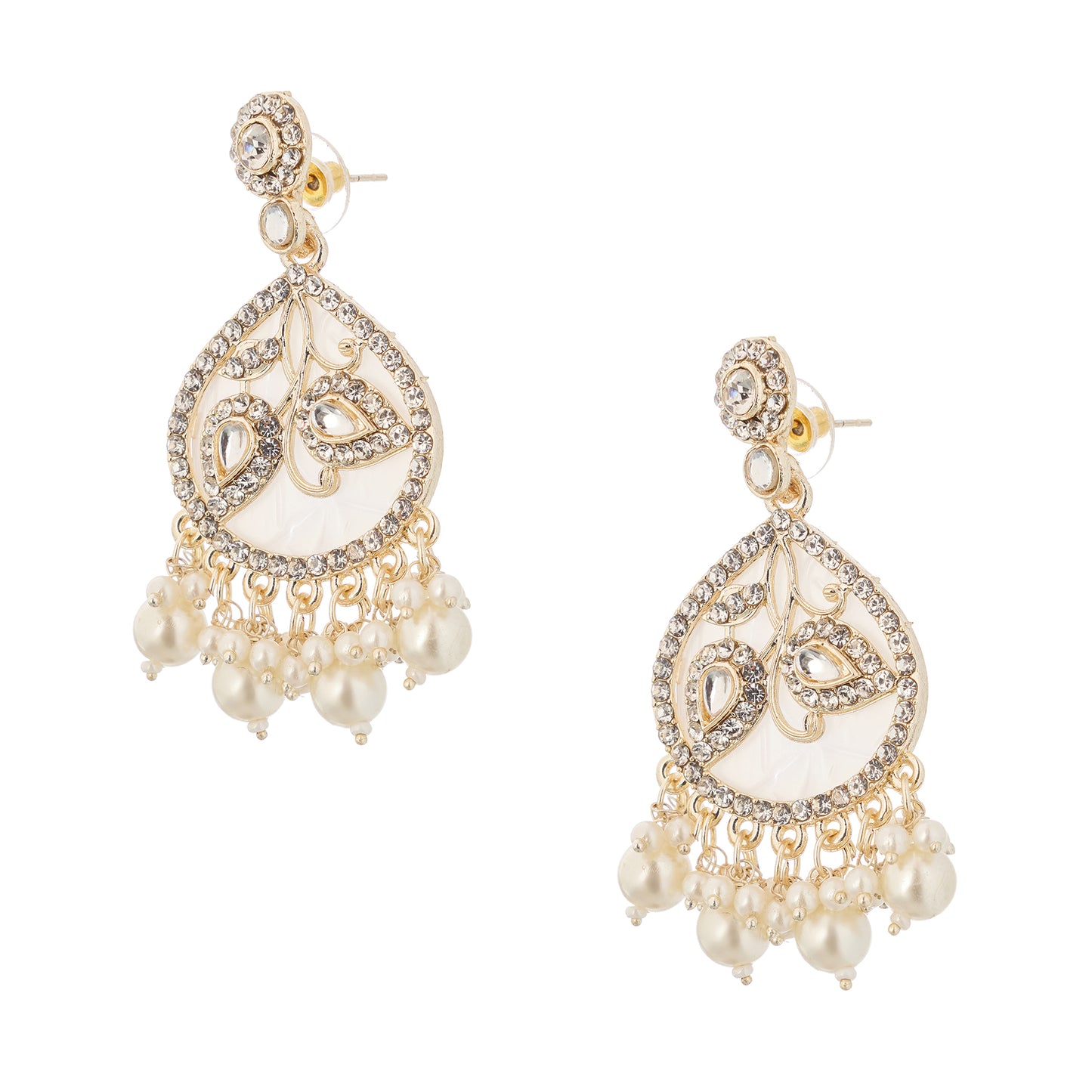 Contemporary Gold Plated Mother Of Pearl Earrings For Women