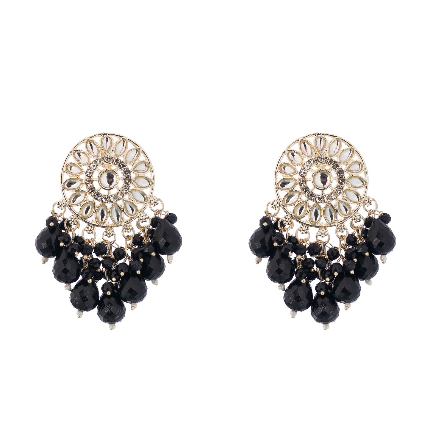 Clustertrend Gold Plated Black Pearl Earrings For Women
