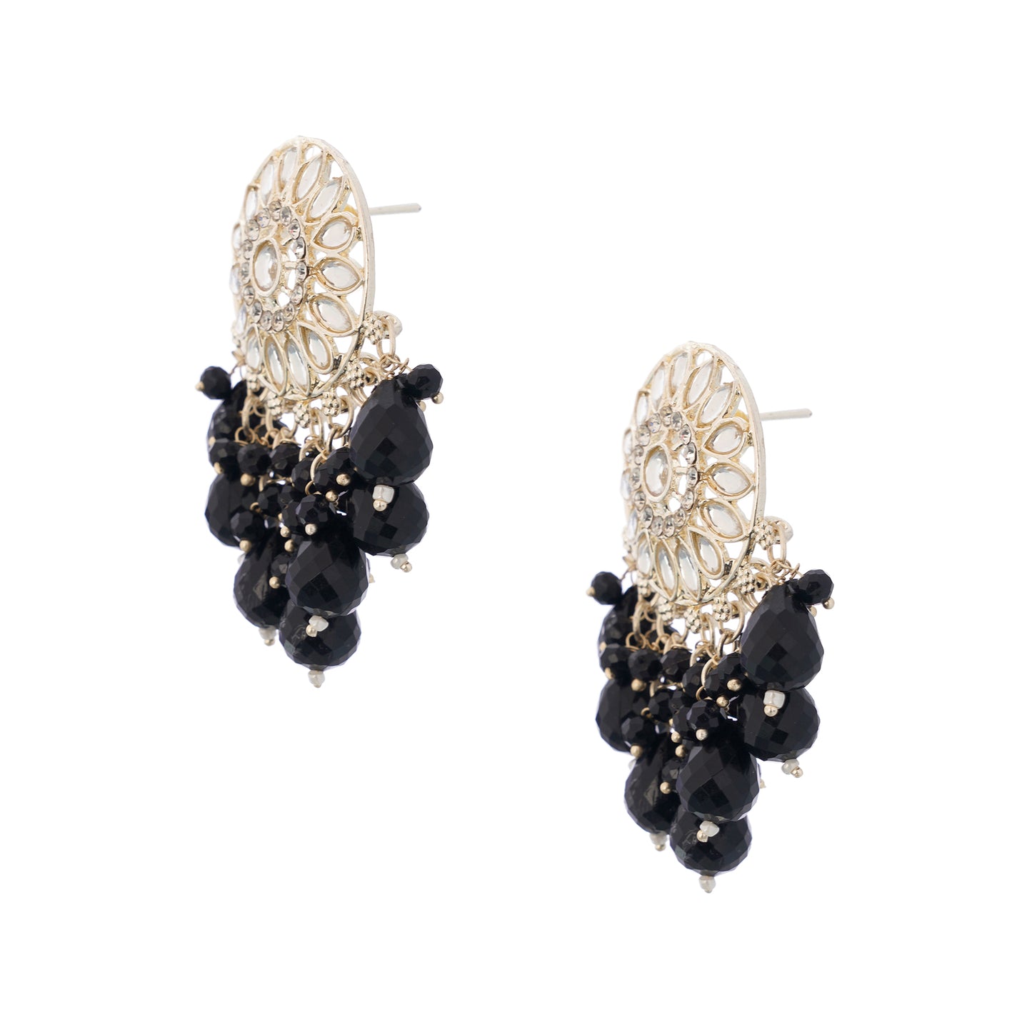 Clustertrend Gold Plated Black Pearl Earrings For Women