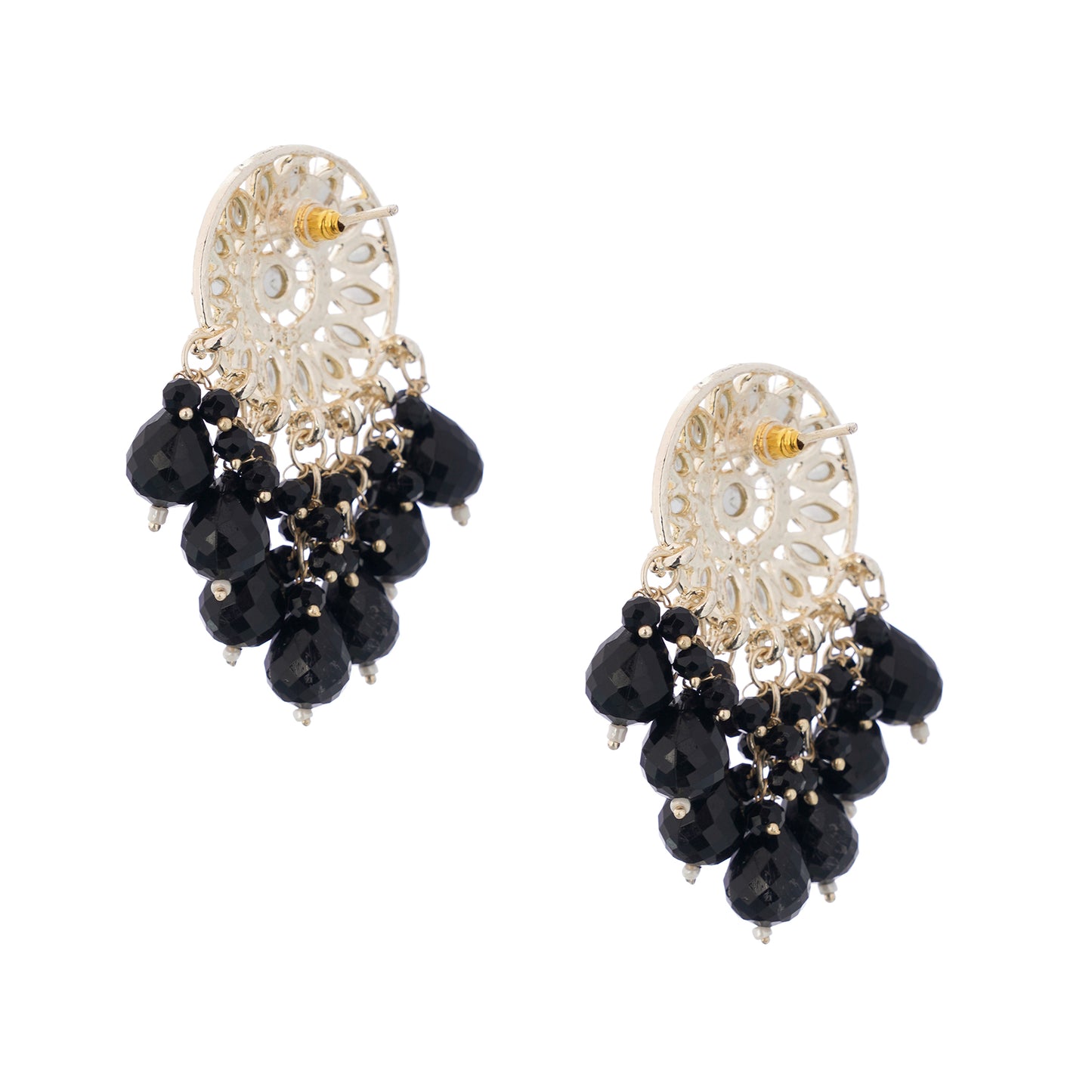 Clustertrend Gold Plated Black Pearl Earrings For Women