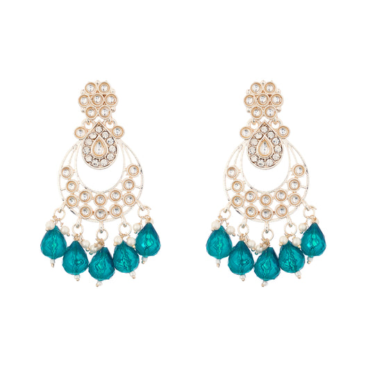 Gold Plated Aqua Green Pearl Earrings For Women