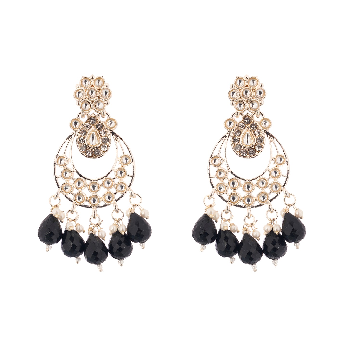 Gold Plated Black Pearl Earrings For Women
