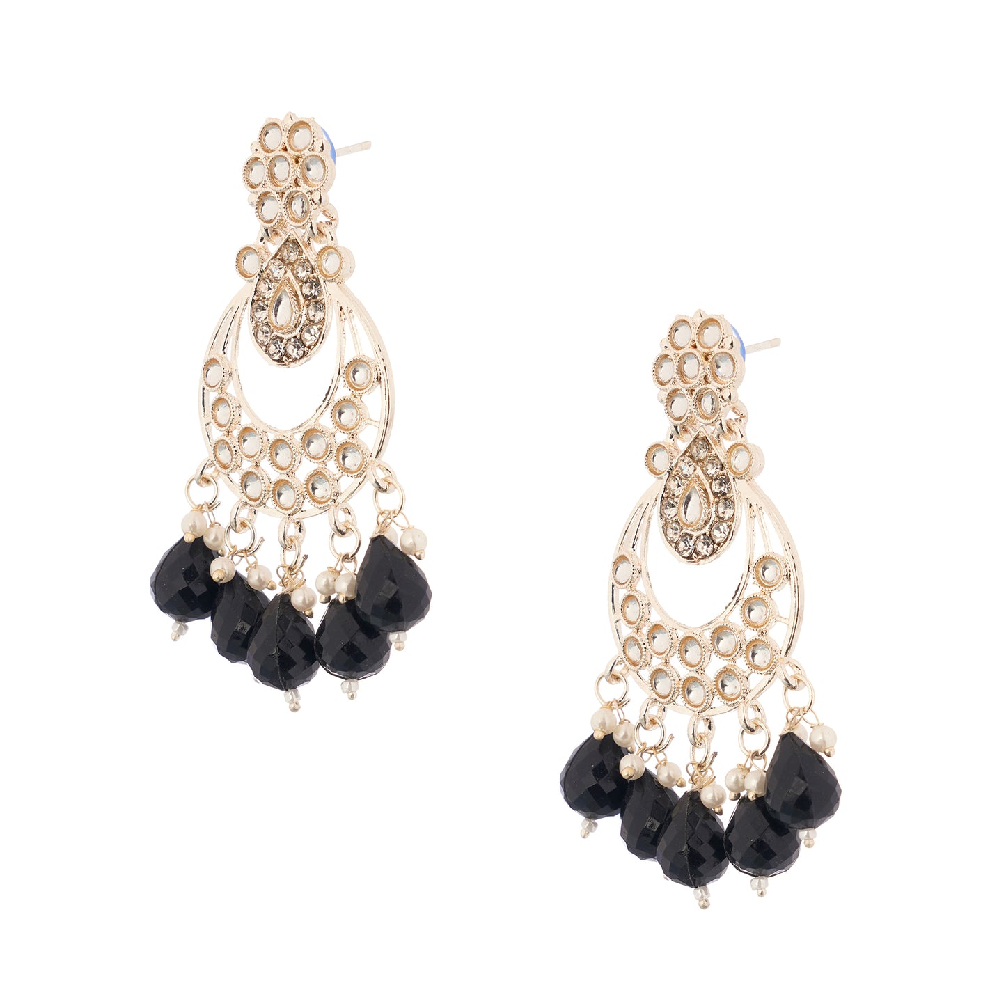 Gold Plated Black Pearl Earrings For Women