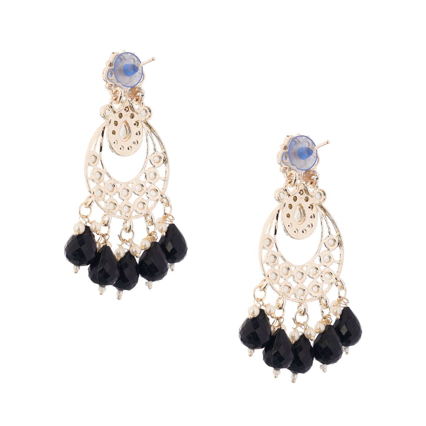 Gold Plated Black Pearl Earrings For Women