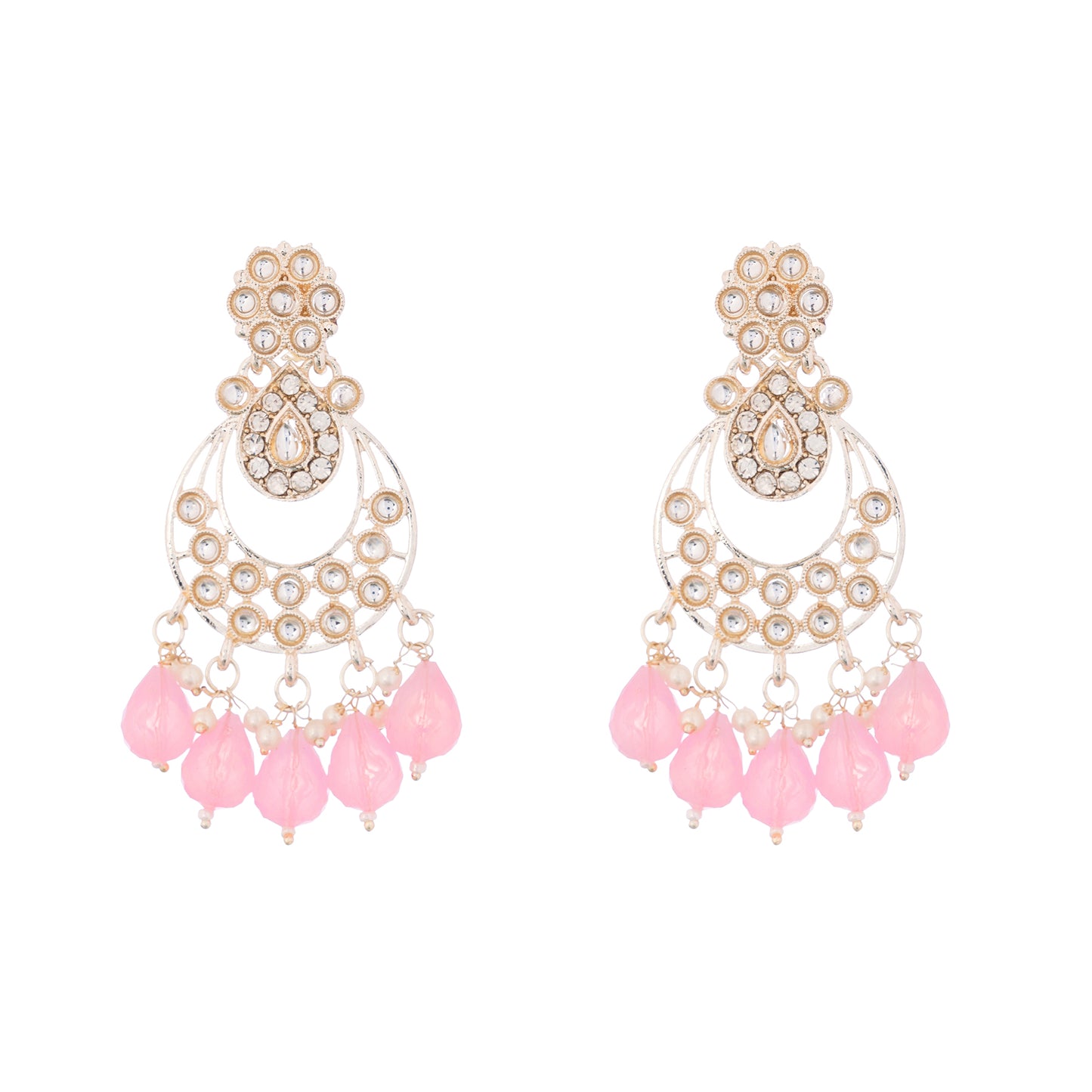Gold Plated Pink Pearl Earrings For Women