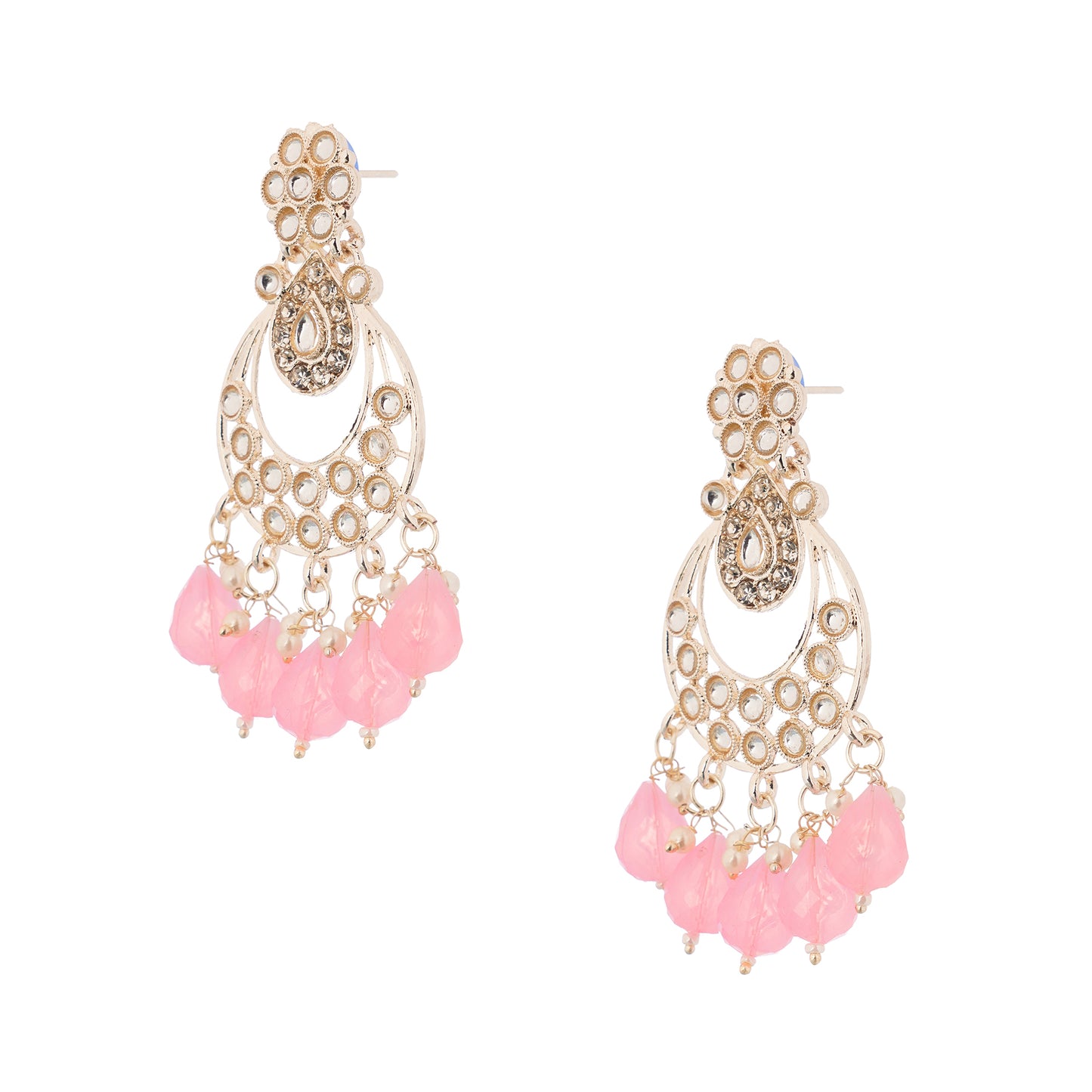 Gold Plated Pink Pearl Earrings For Women