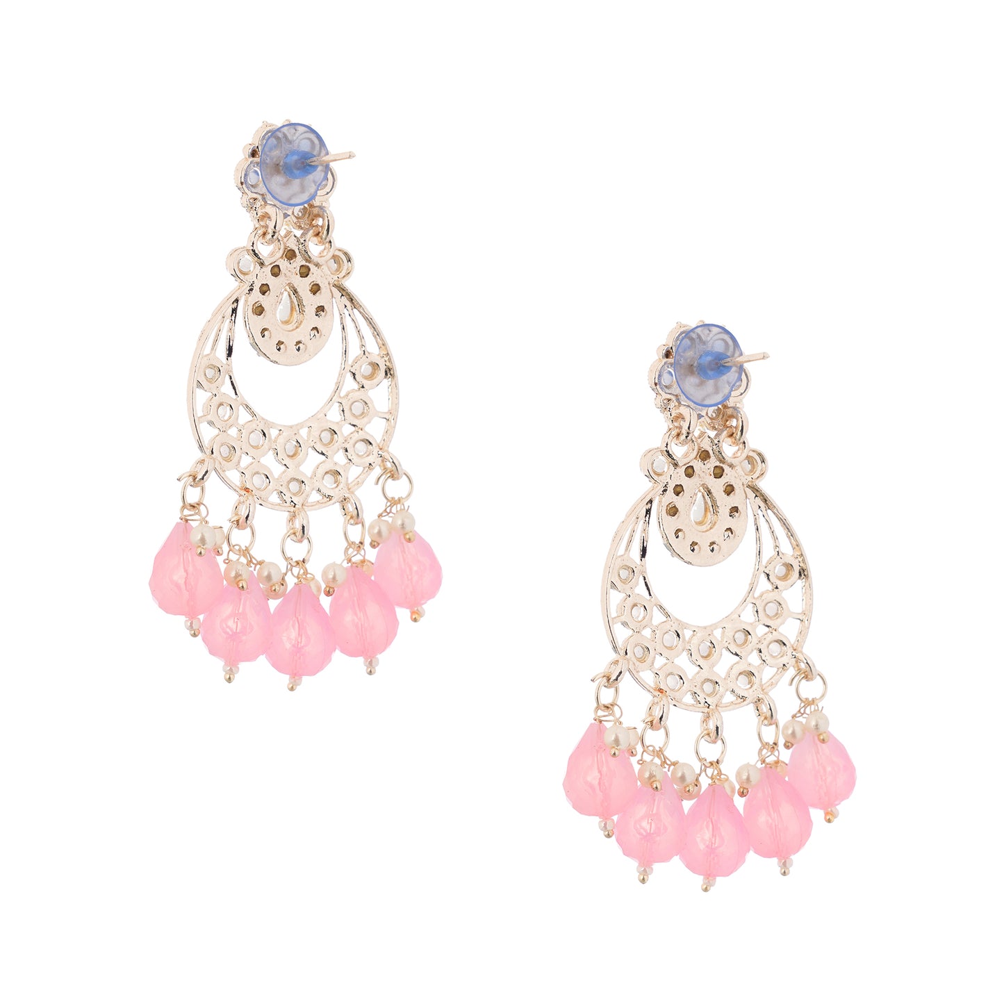 Gold Plated Pink Pearl Earrings For Women