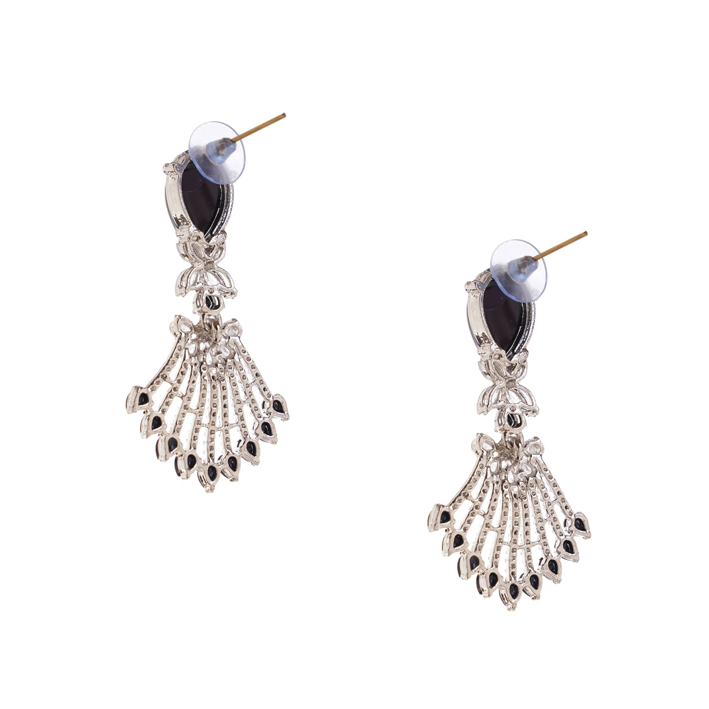 Silver Plated Black Cubic Zirconia (CZ) Diamond Earrings