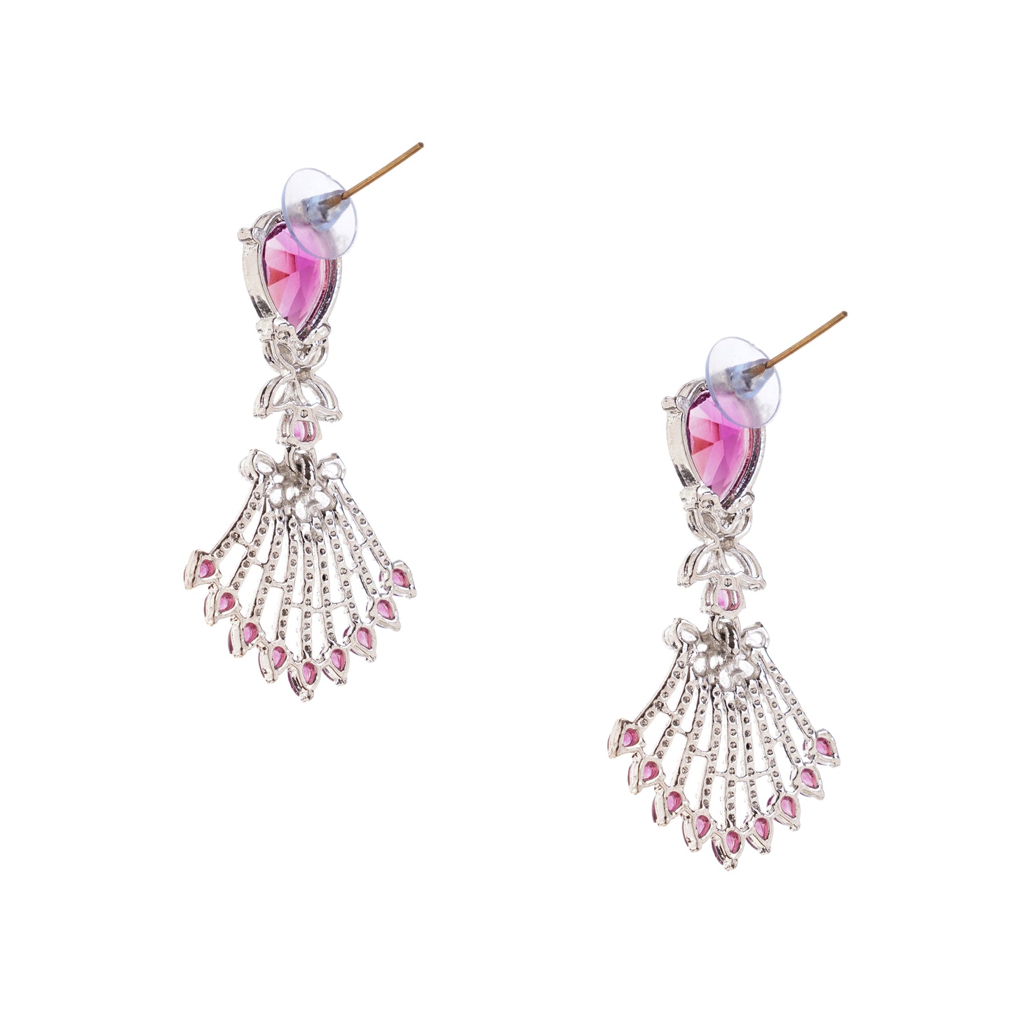 Elegant Purple Silver Diamond Earrings For Women