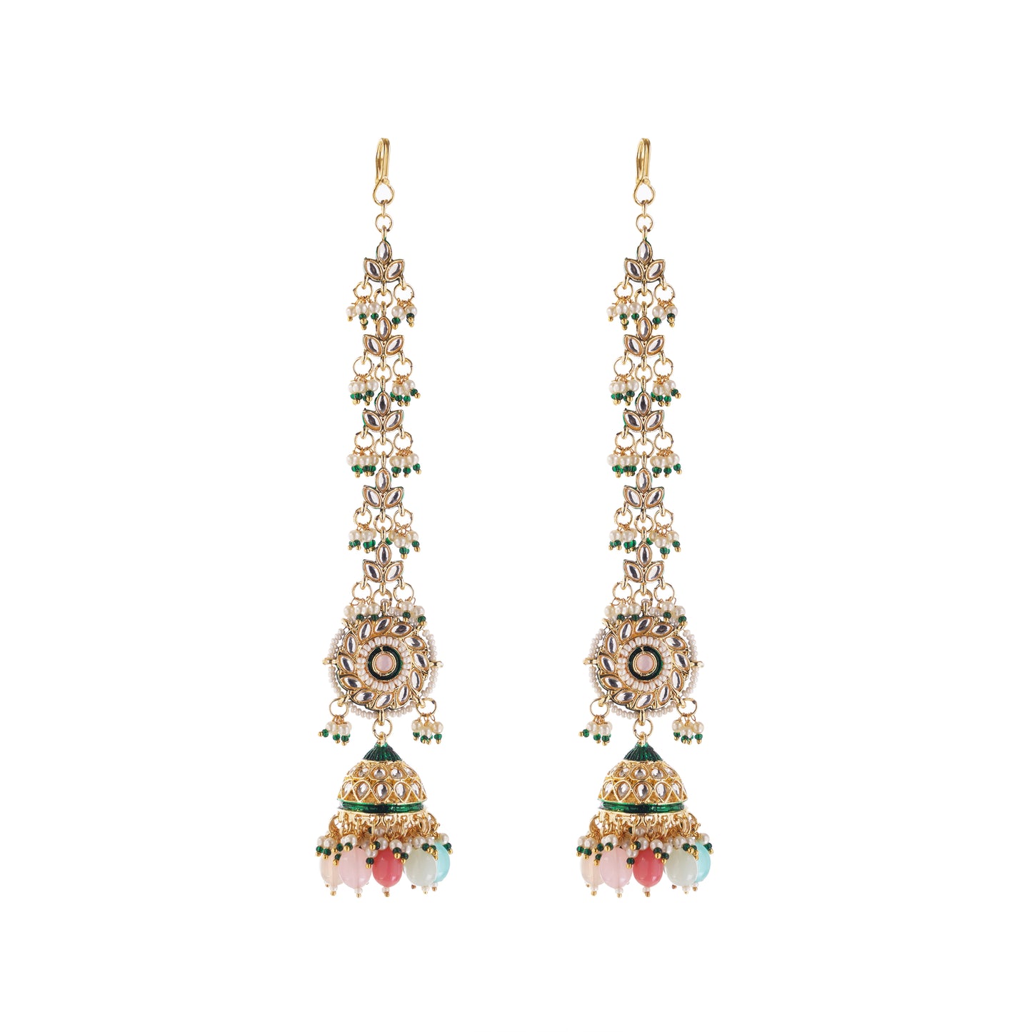 Gold Plated Multicolour Pearl Earrings For Women